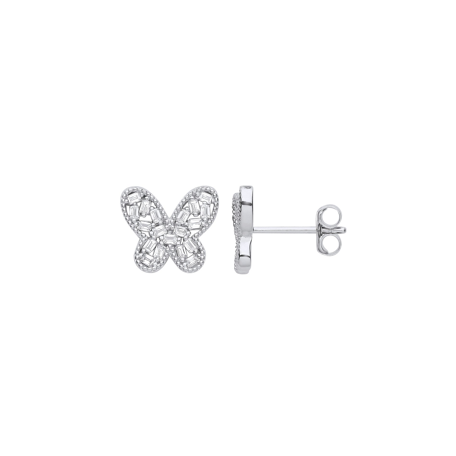 Sterling Silver Cubic Zirconia Butterfly Studs