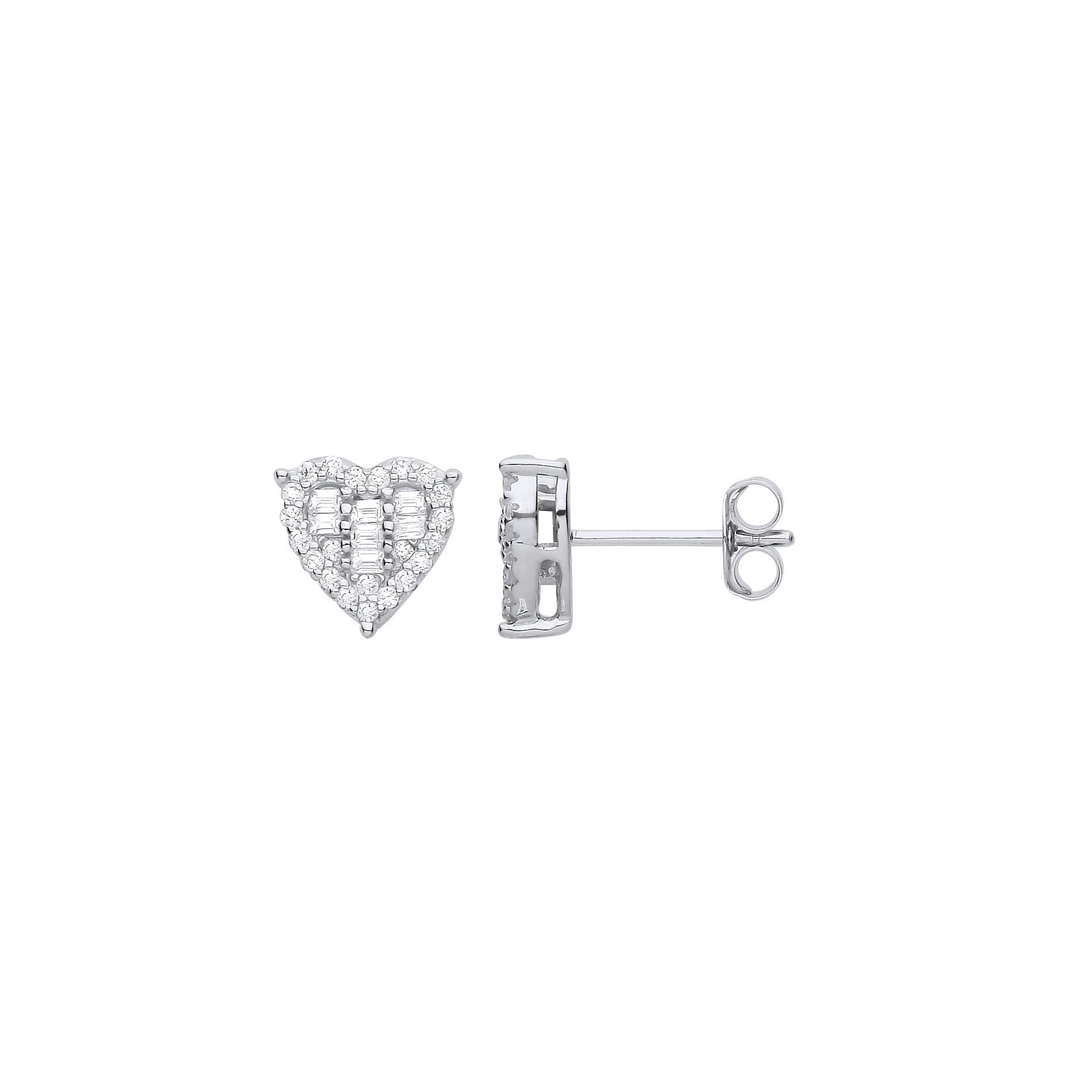 Sterling Silver Cubic Zirconia Heart Studs