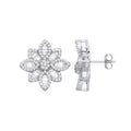Sterling Silver Cubic Zirconia Big Flower Studs