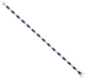 Sterling Silver Oval Sapphire Blue Glass & Clear Emerald Cubic Zirconias Tennis Bracelet