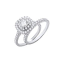 Sterling Silver Bridal Cushion Style Set Round Cubic Zirconia Centre