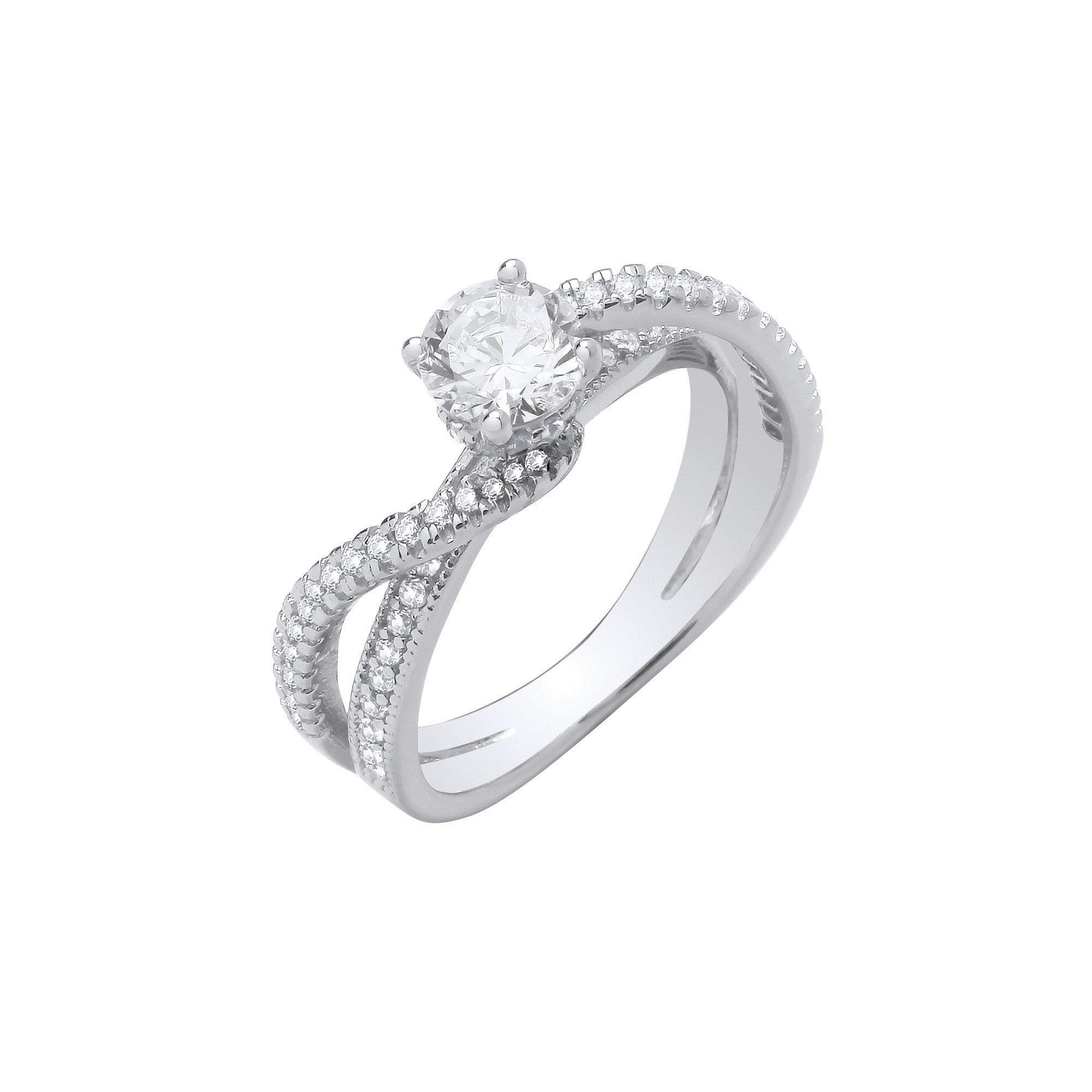 Sterling Silver Entwined Split Shank Solitaire Ring