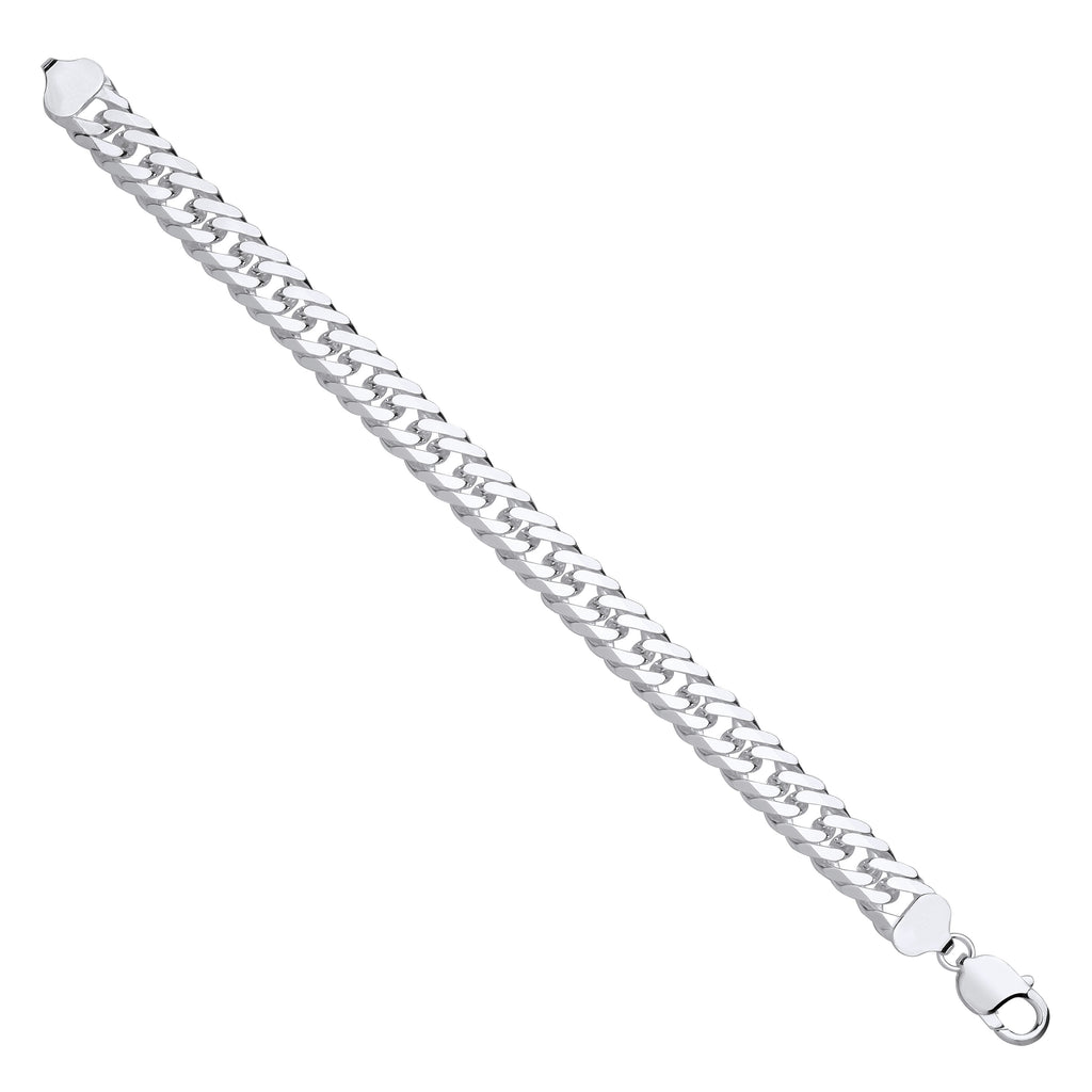 Sterling Silver 11mm Double Curb Gents Bracelet