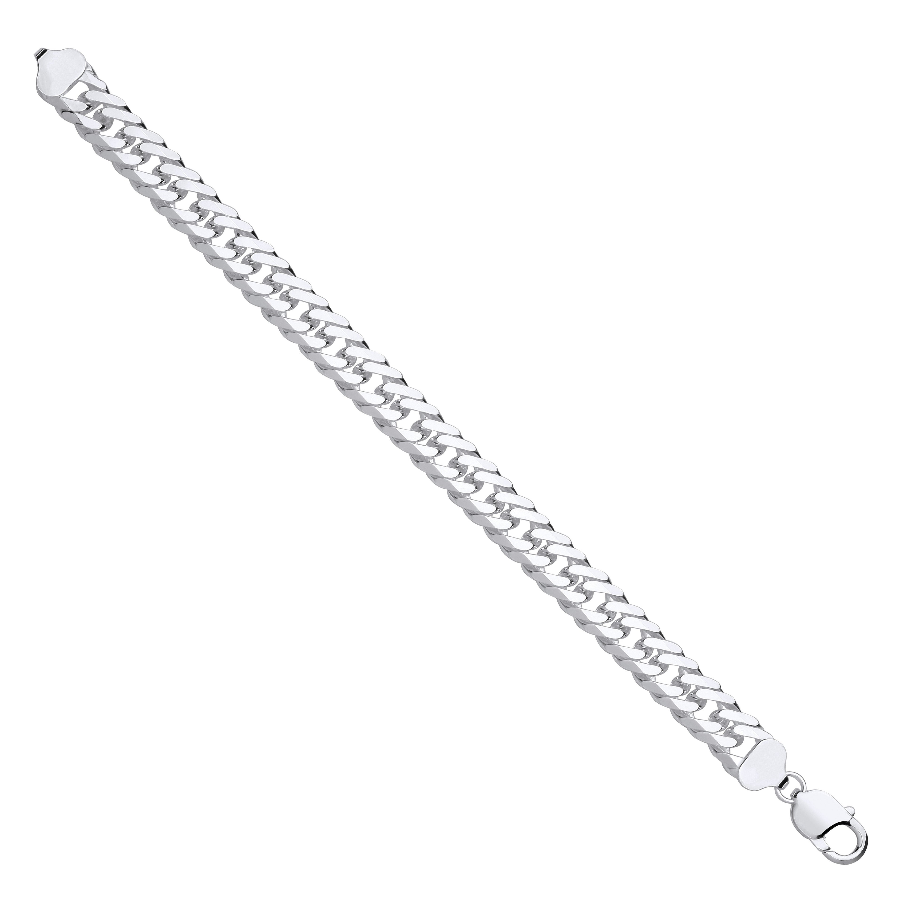 Sterling Silver 11mm Double Curb Gents Bracelet