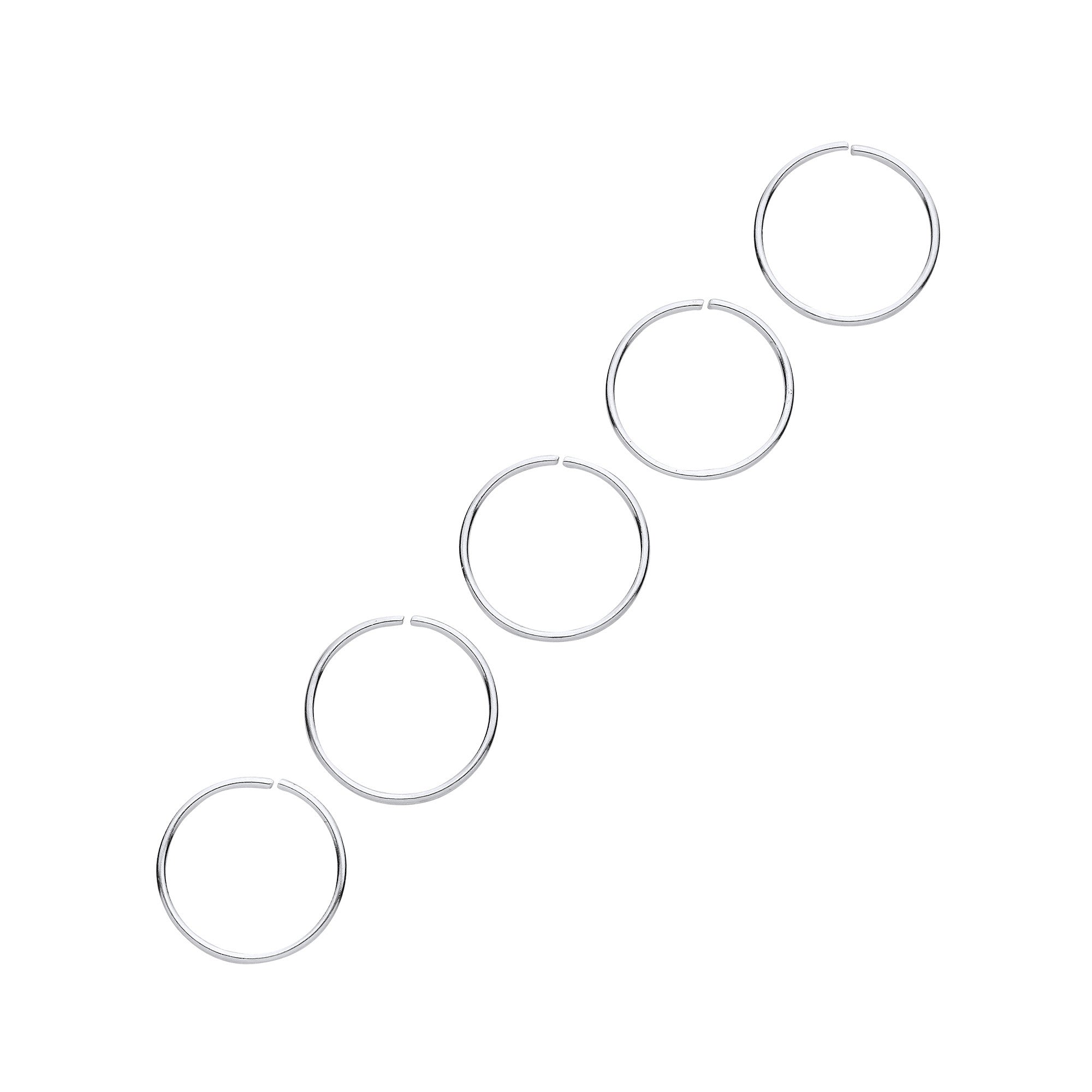 Sterling Silver 10mm Nose Hoop Ring (Pack of 5)