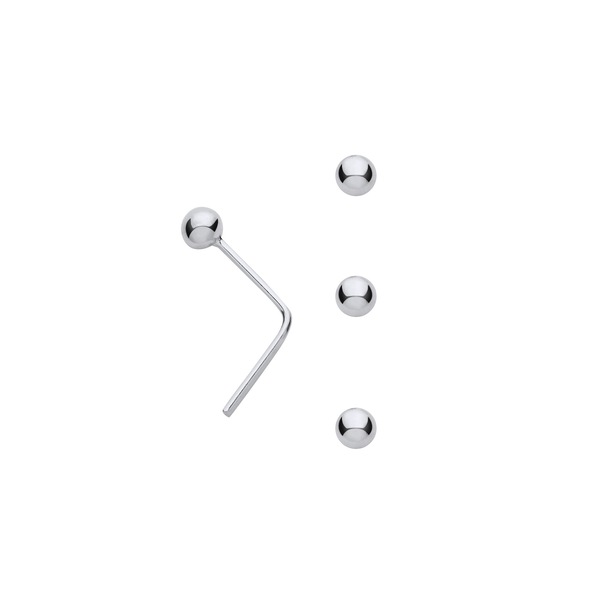 Sterling Silver 2.5mm Ball Nose Studs (pack of 3)