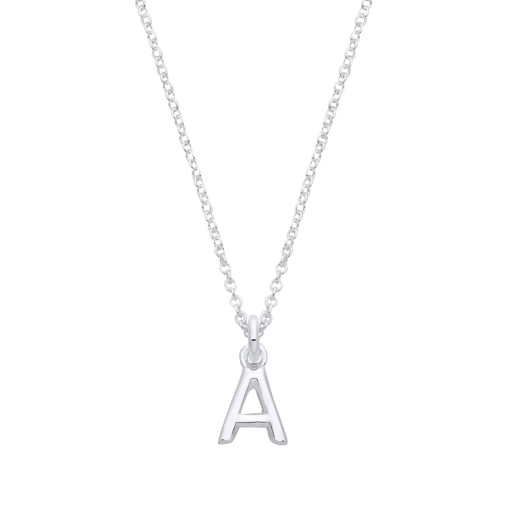 Sterling Silver Small Plain Initial 16" + 1" Necklace
