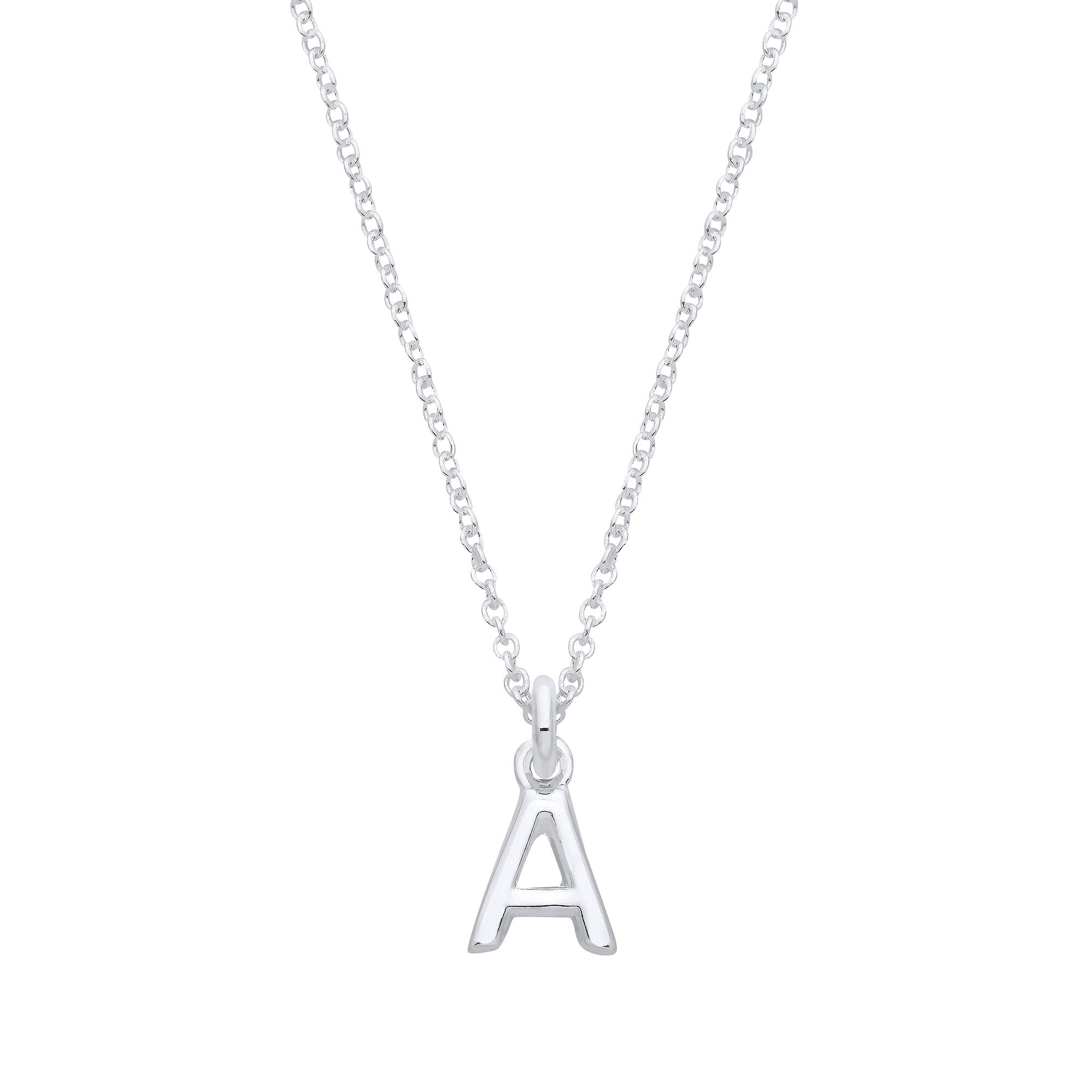 Sterling Silver Small Plain Initial 16" + 1" Necklace