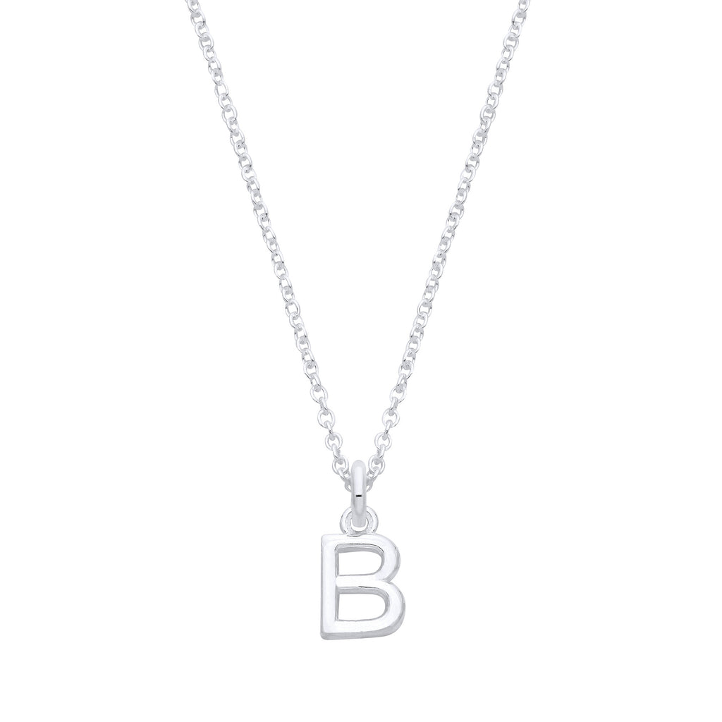 Sterling Silver Small Plain Initial 16" + 1" Necklace