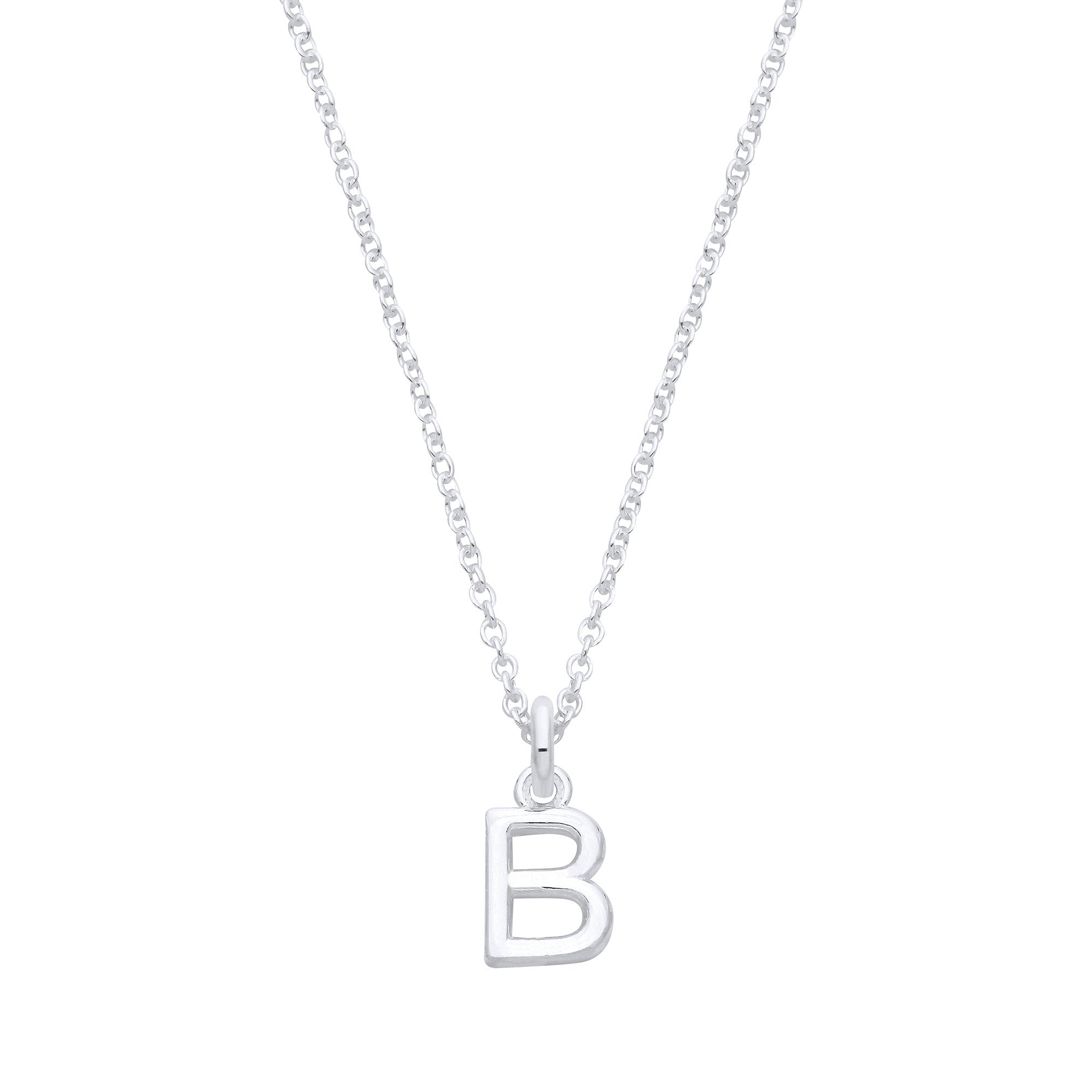 Sterling Silver Small Plain Initial 16" + 1" Necklace