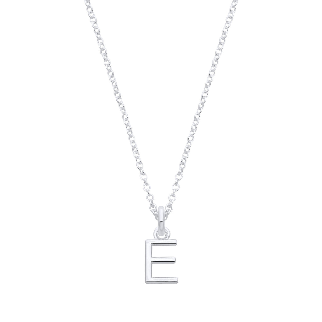 Sterling Silver Small Plain Initial 16" + 1" Necklace
