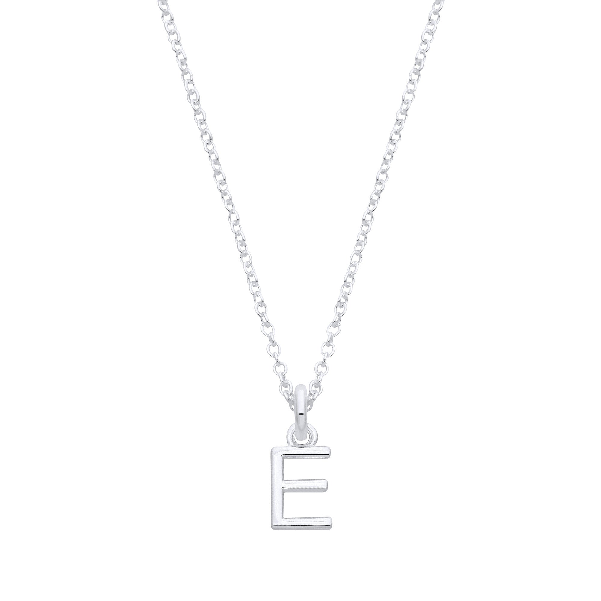 Sterling Silver Small Plain Initial 16" + 1" Necklace