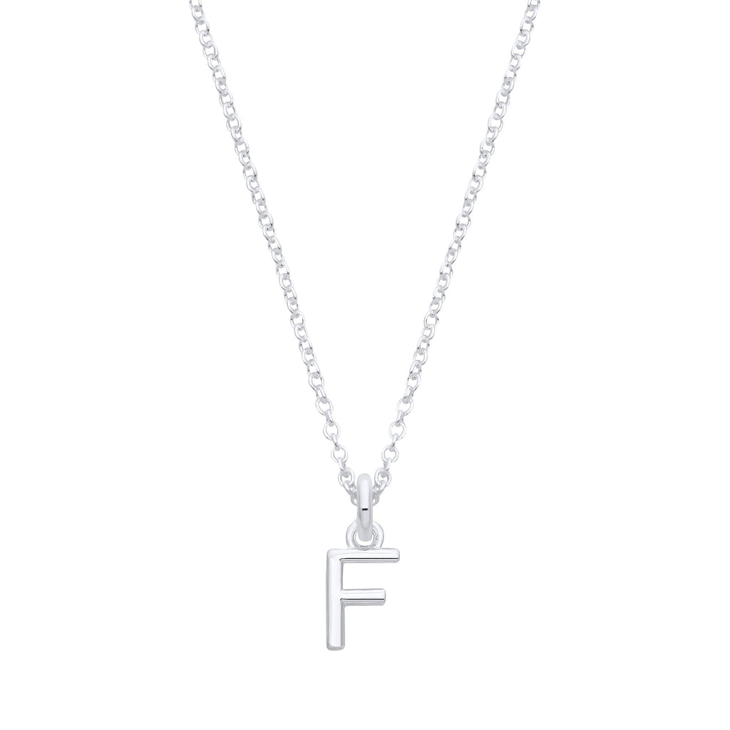 Sterling Silver Small Plain Initial 16" + 1" Necklace