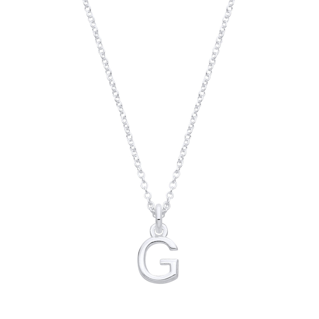 Sterling Silver Small Plain Initial 16" + 1" Necklace