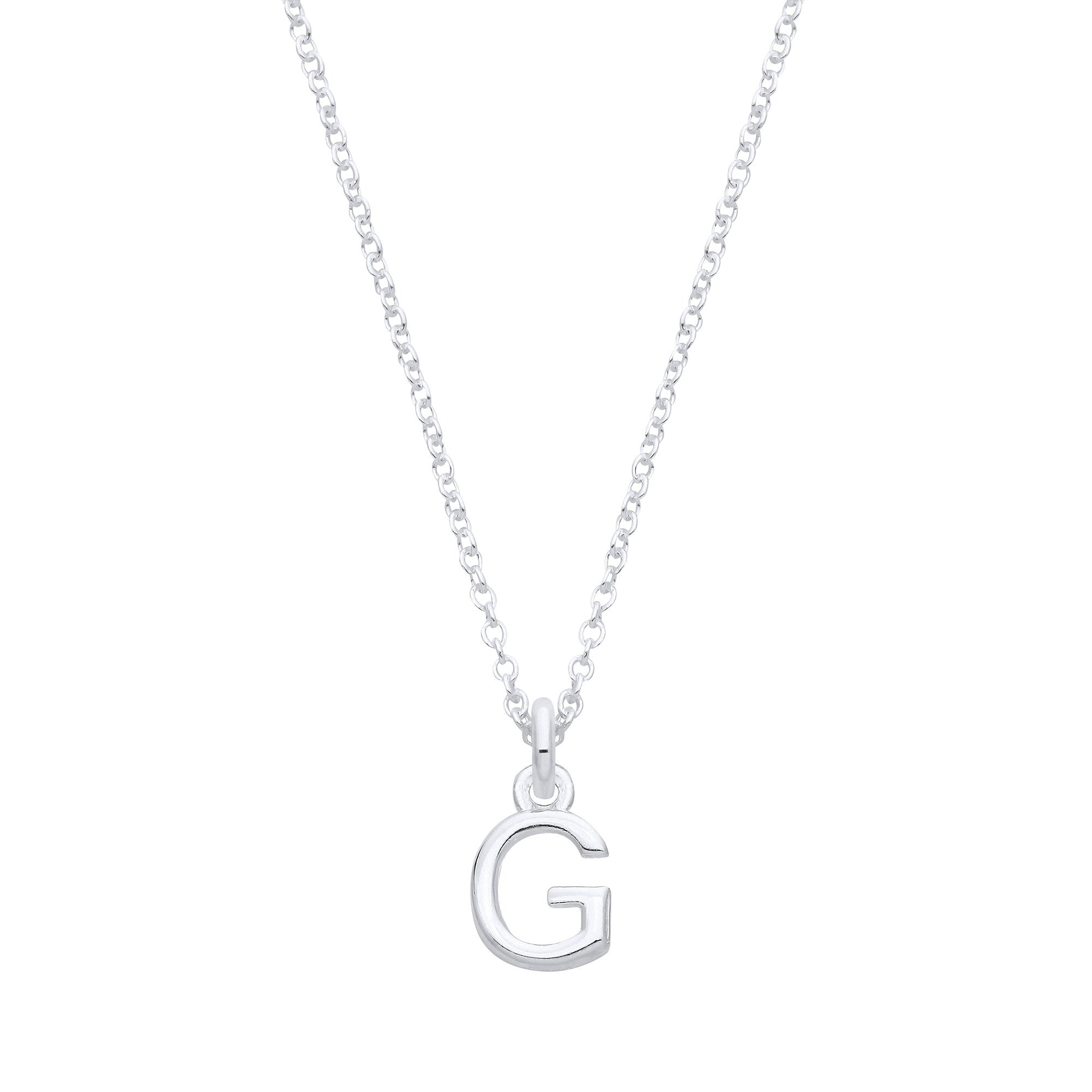 Sterling Silver Small Plain Initial 16" + 1" Necklace