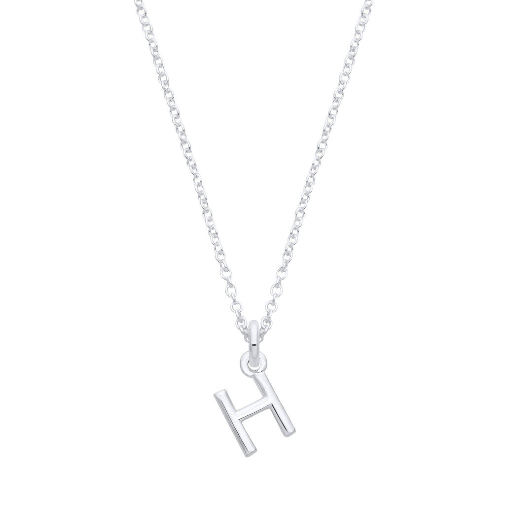 Sterling Silver Small Plain Initial 16" + 1" Necklace