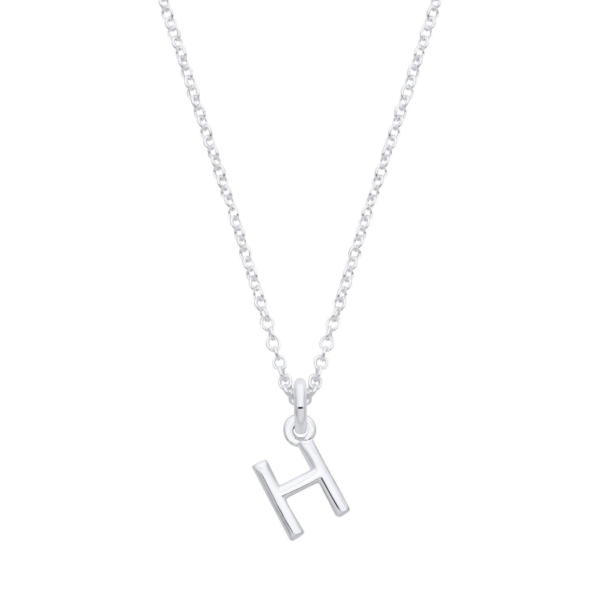 Sterling Silver Small Plain Initial 16" + 1" Necklace