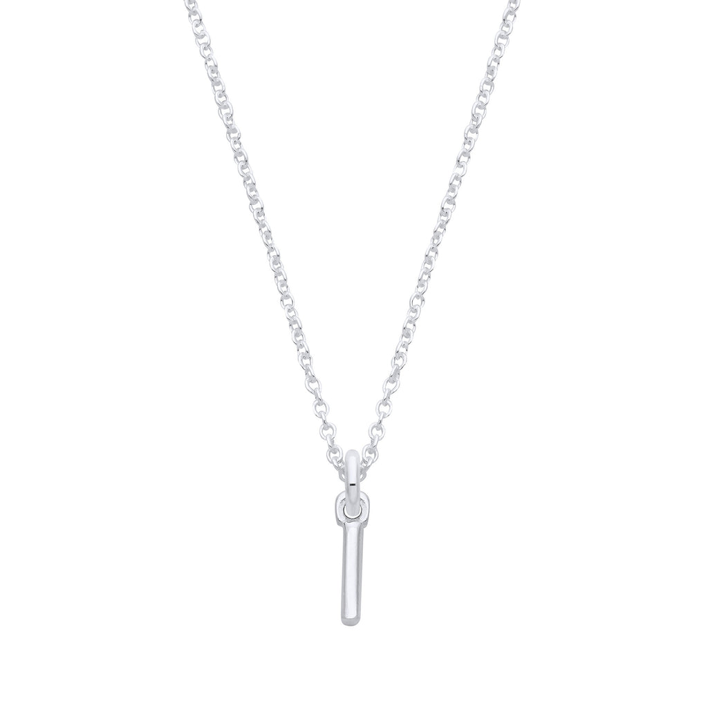 Sterling Silver Small Plain Initial 16" + 1" Necklace