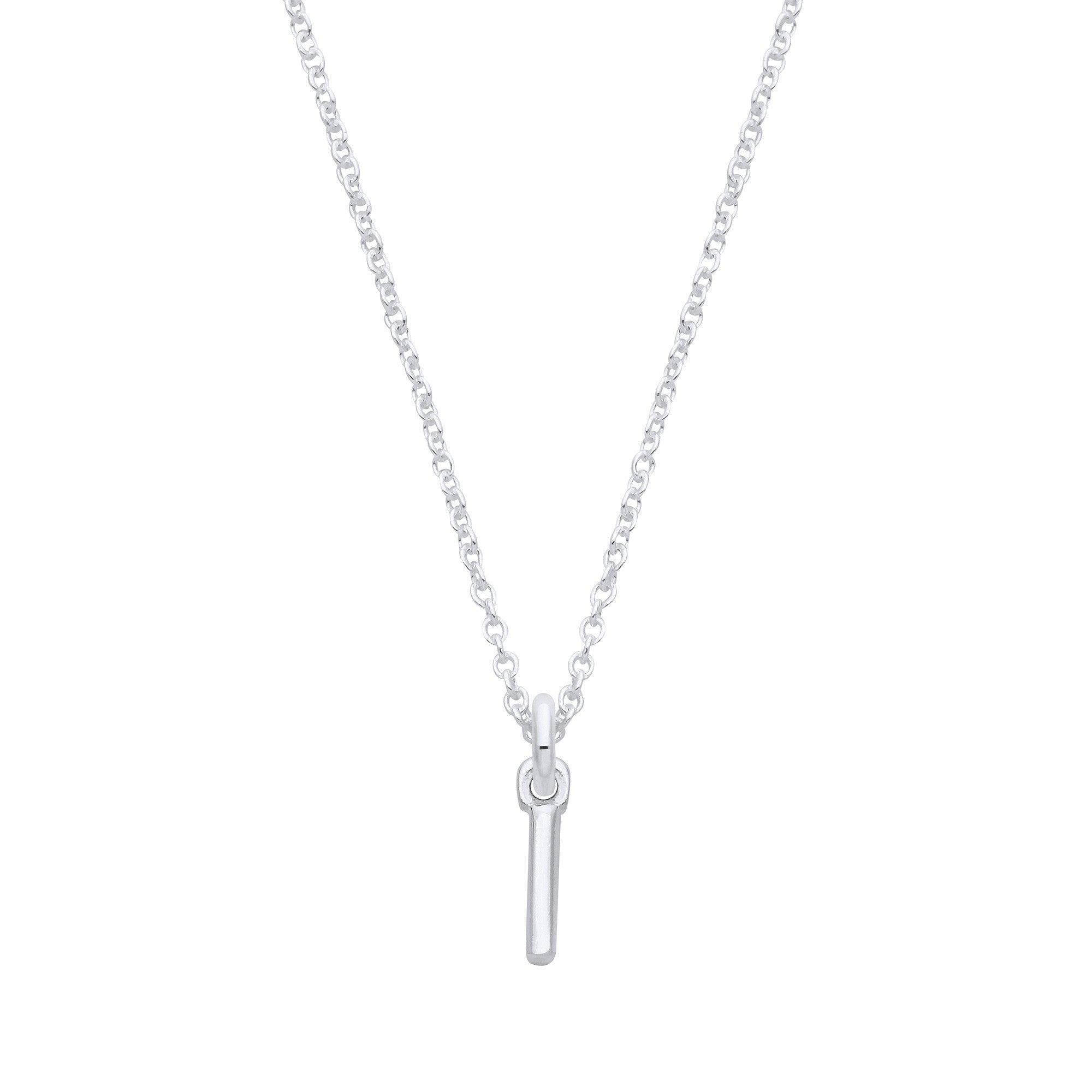 Sterling Silver Small Plain Initial 16" + 1" Necklace