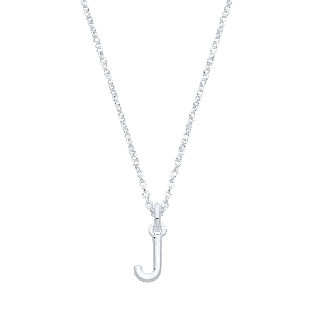 Sterling Silver Small Plain Initial 16" + 1" Necklace