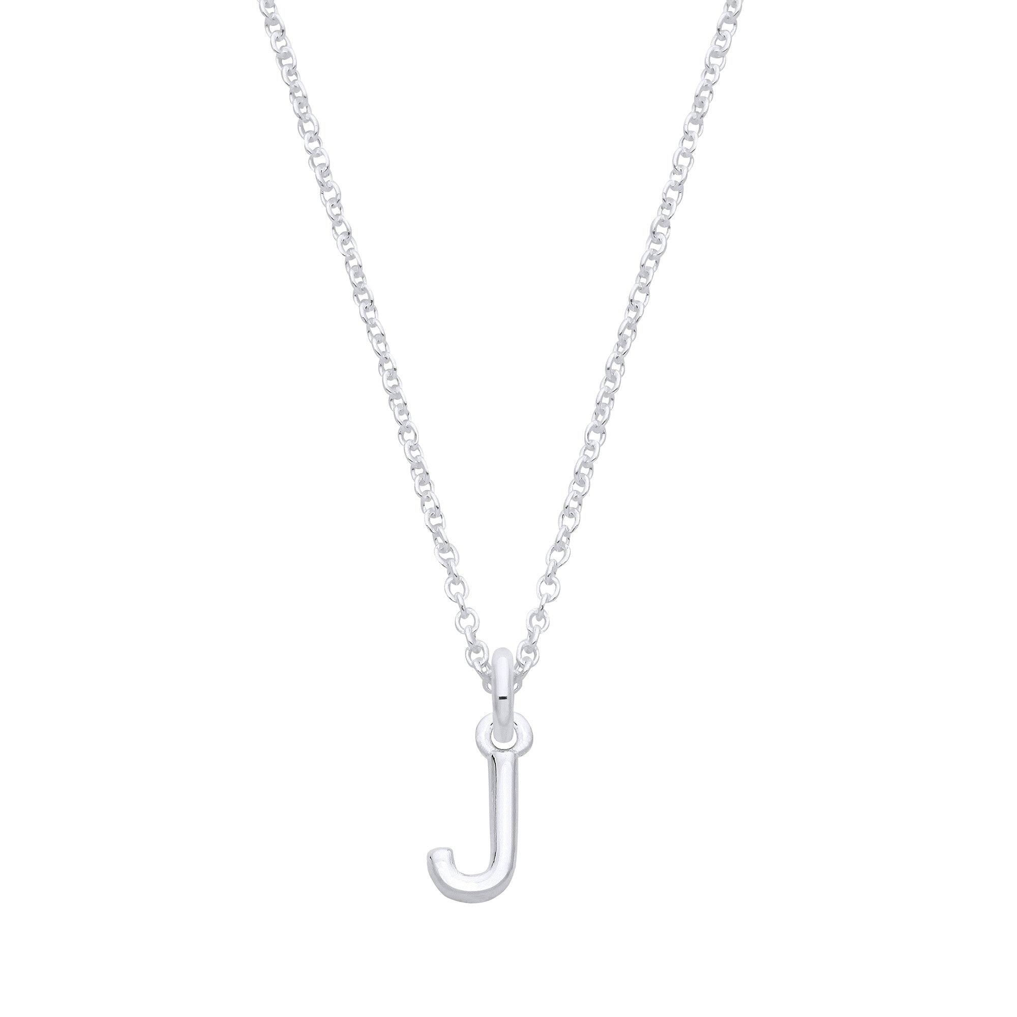 Sterling Silver Small Plain Initial 16" + 1" Necklace