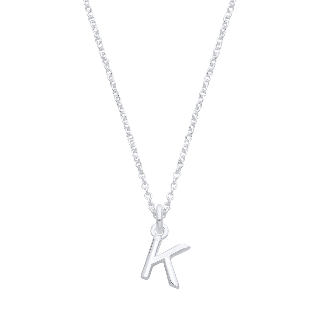 Sterling Silver Small Plain Initial 16" + 1" Necklace
