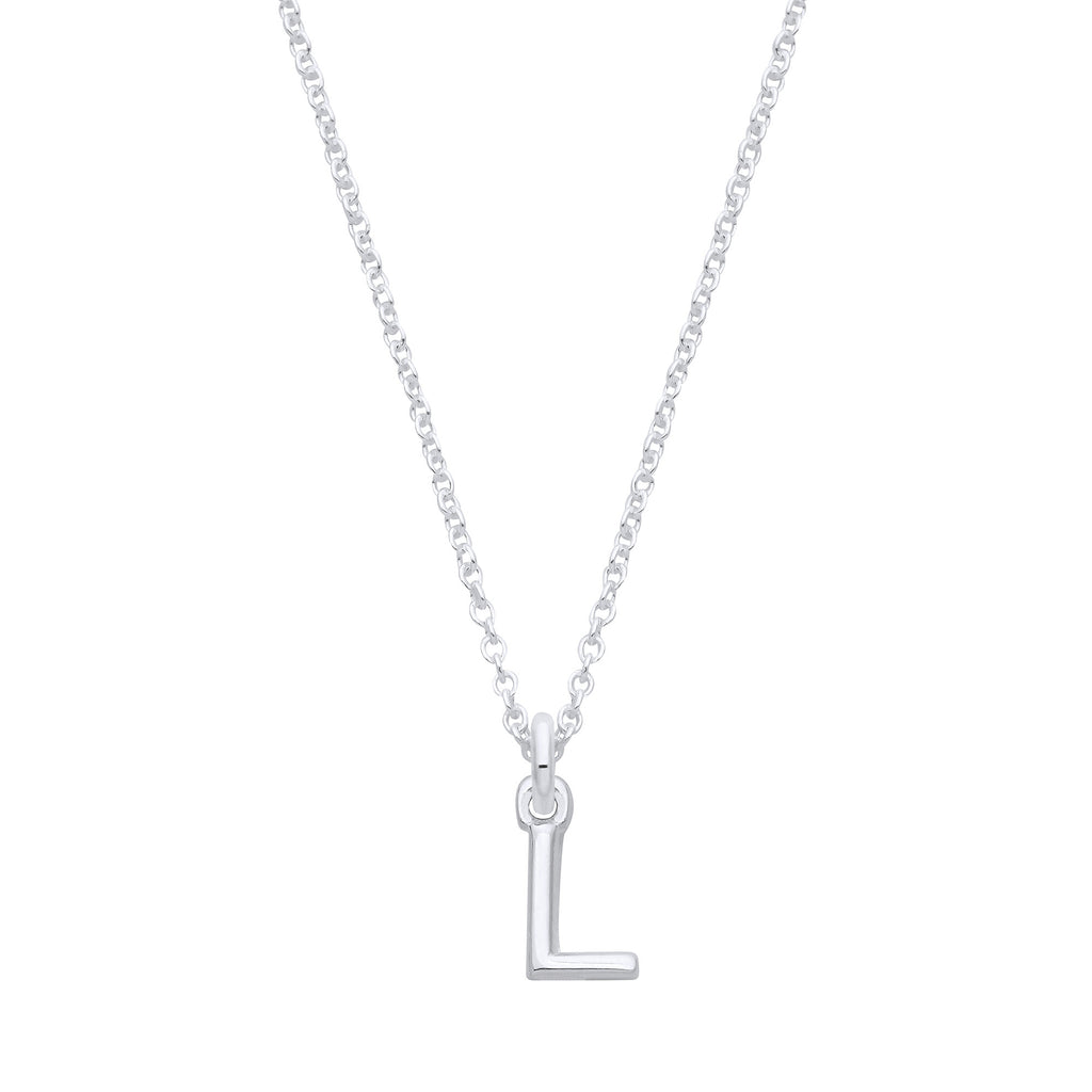 Sterling Silver Small Plain Initial 16" + 1" Necklace