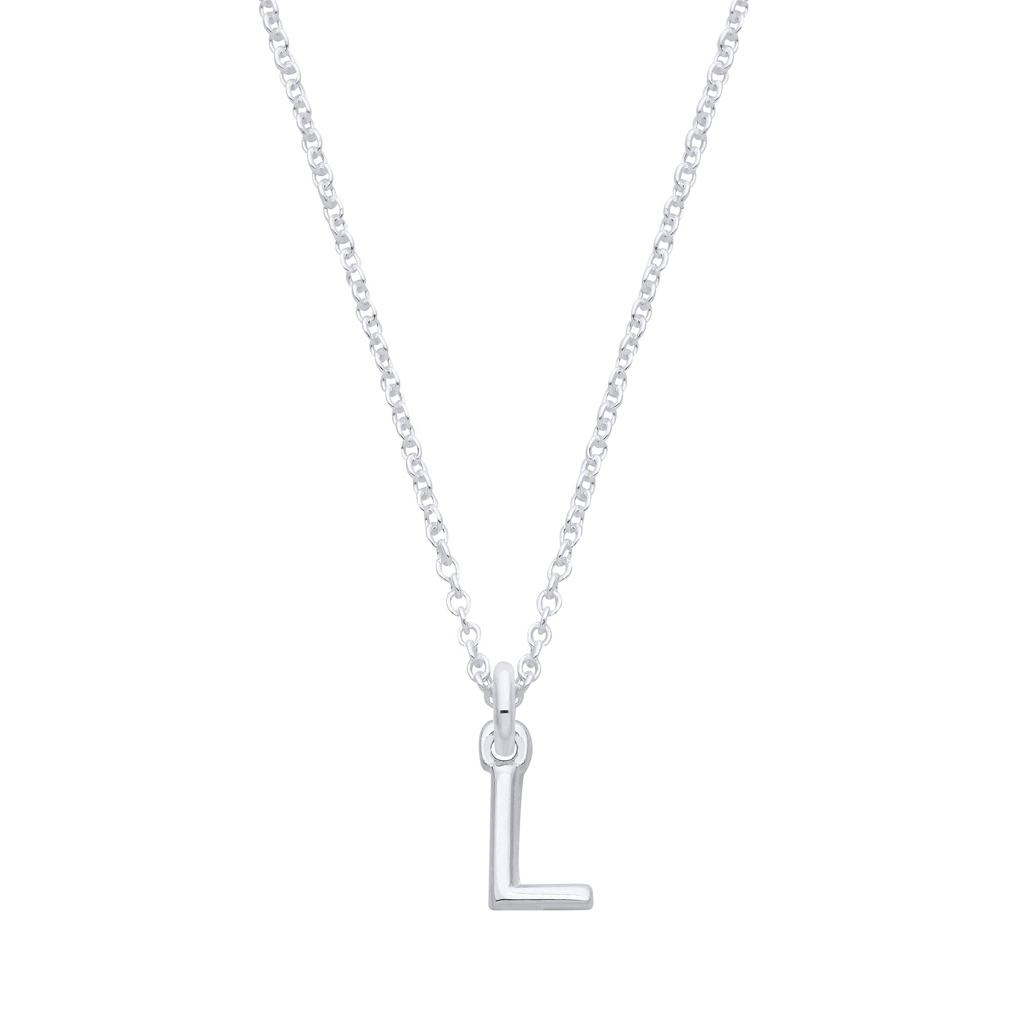 Sterling Silver Small Plain Initial 16" + 1" Necklace
