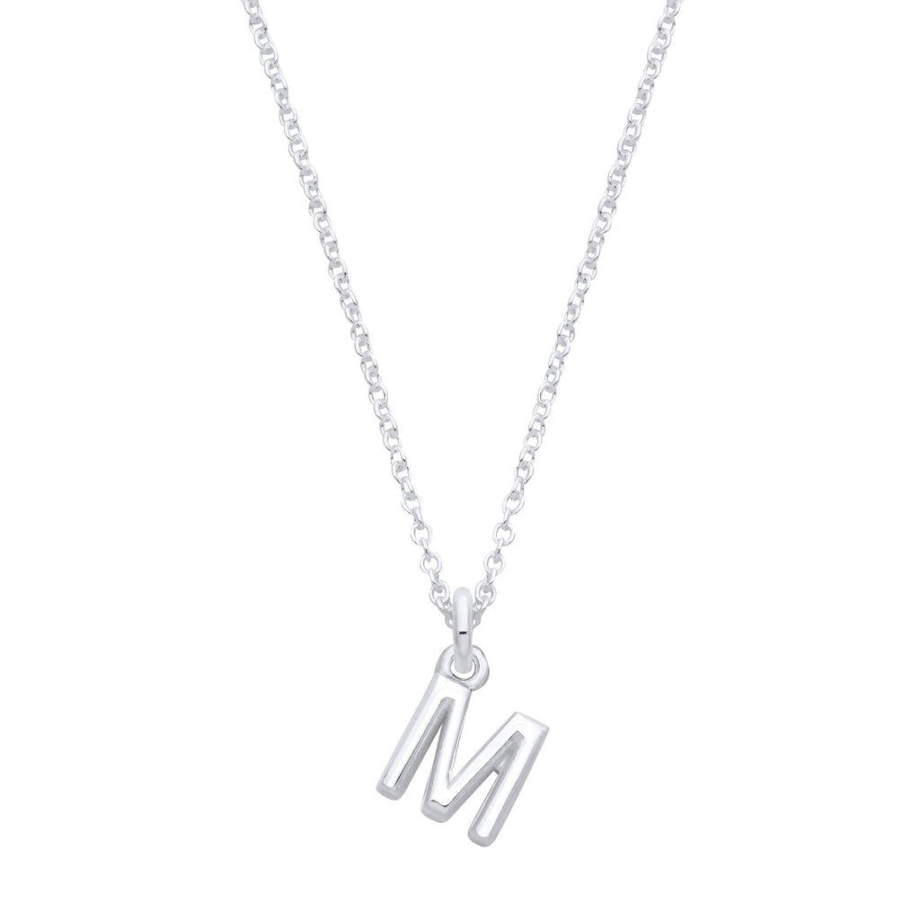 Sterling Silver Small Plain Initial 16" + 1" Necklace