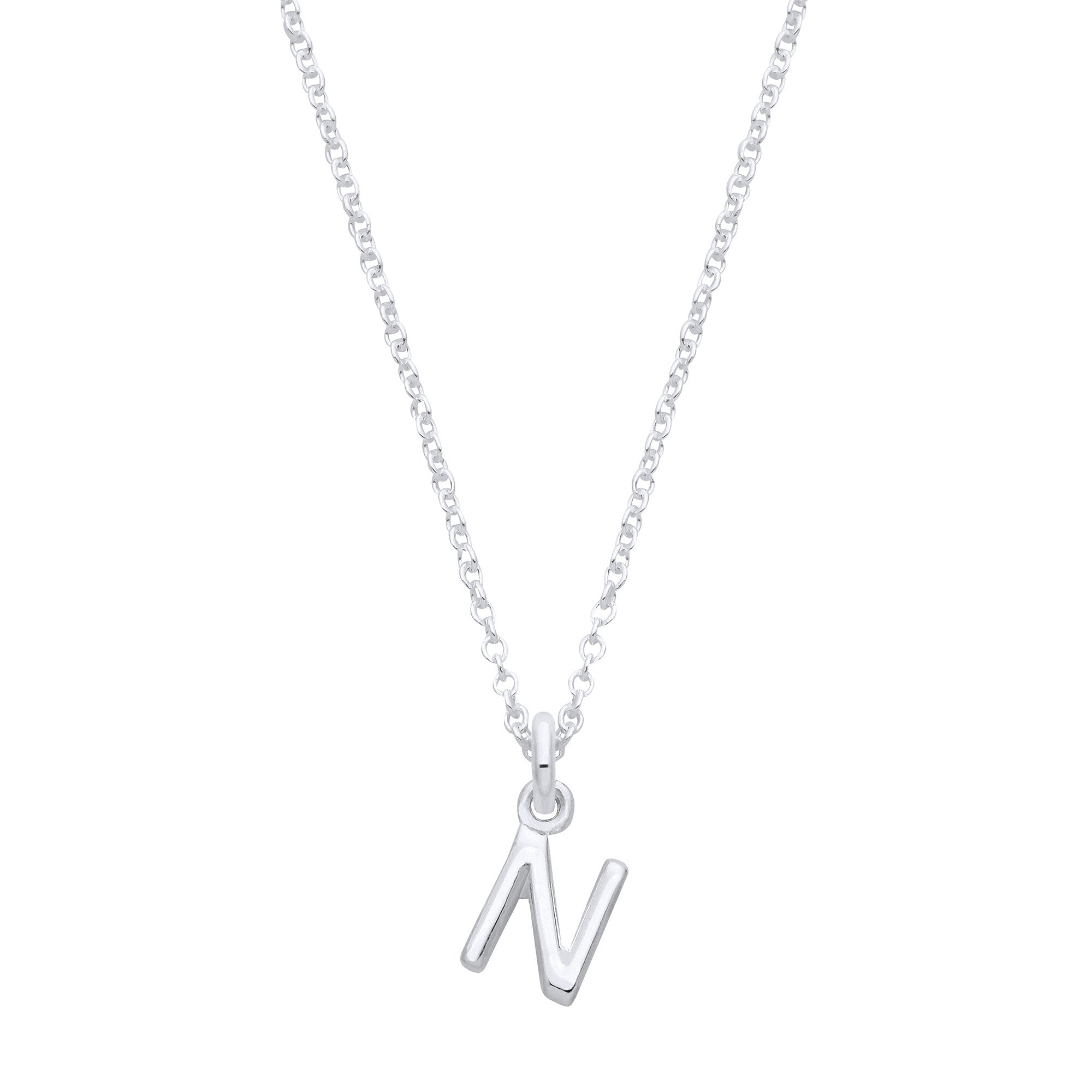 Sterling Silver Small Plain Initial 16" + 1" Necklace