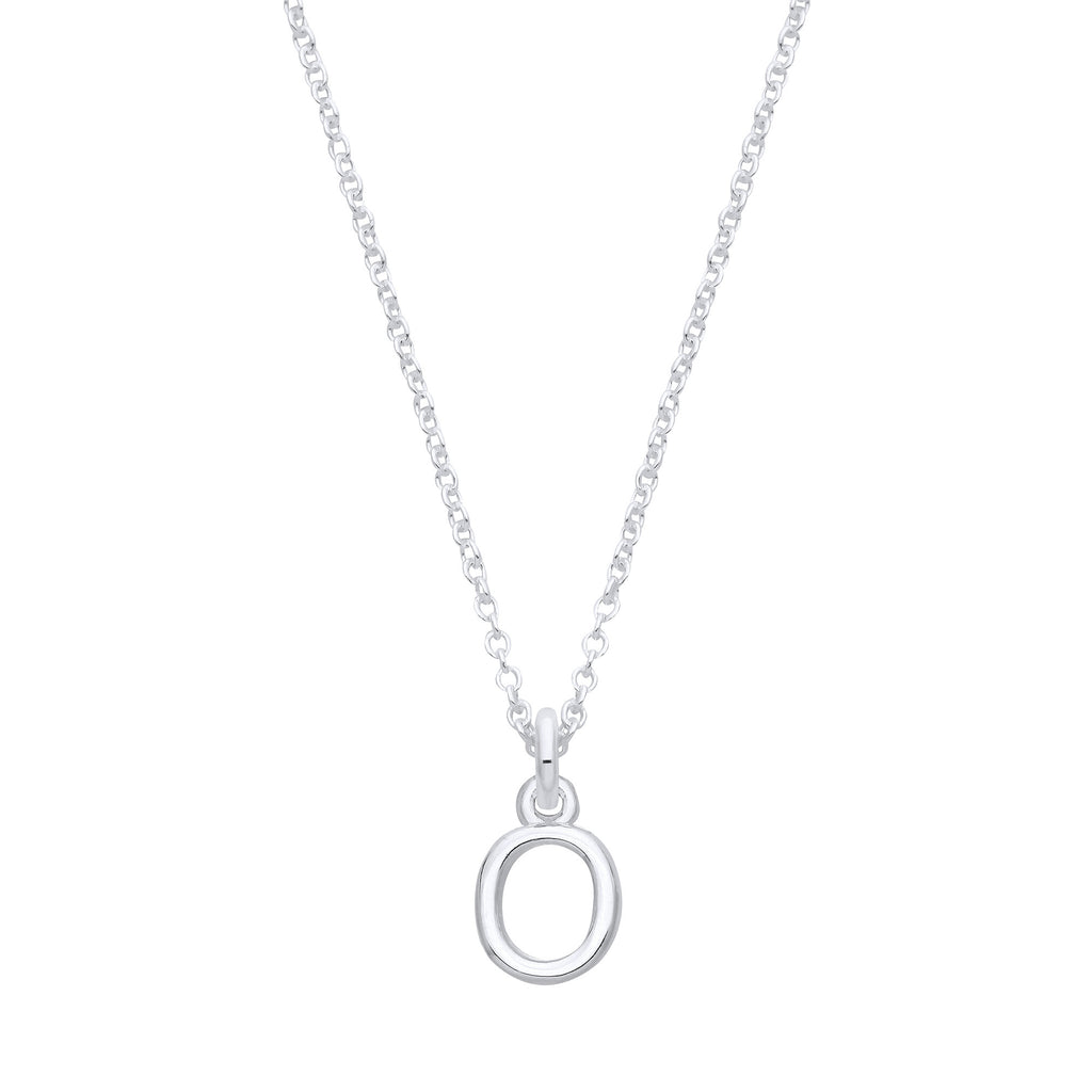Sterling Silver Small Plain Initial 16" + 1" Necklace
