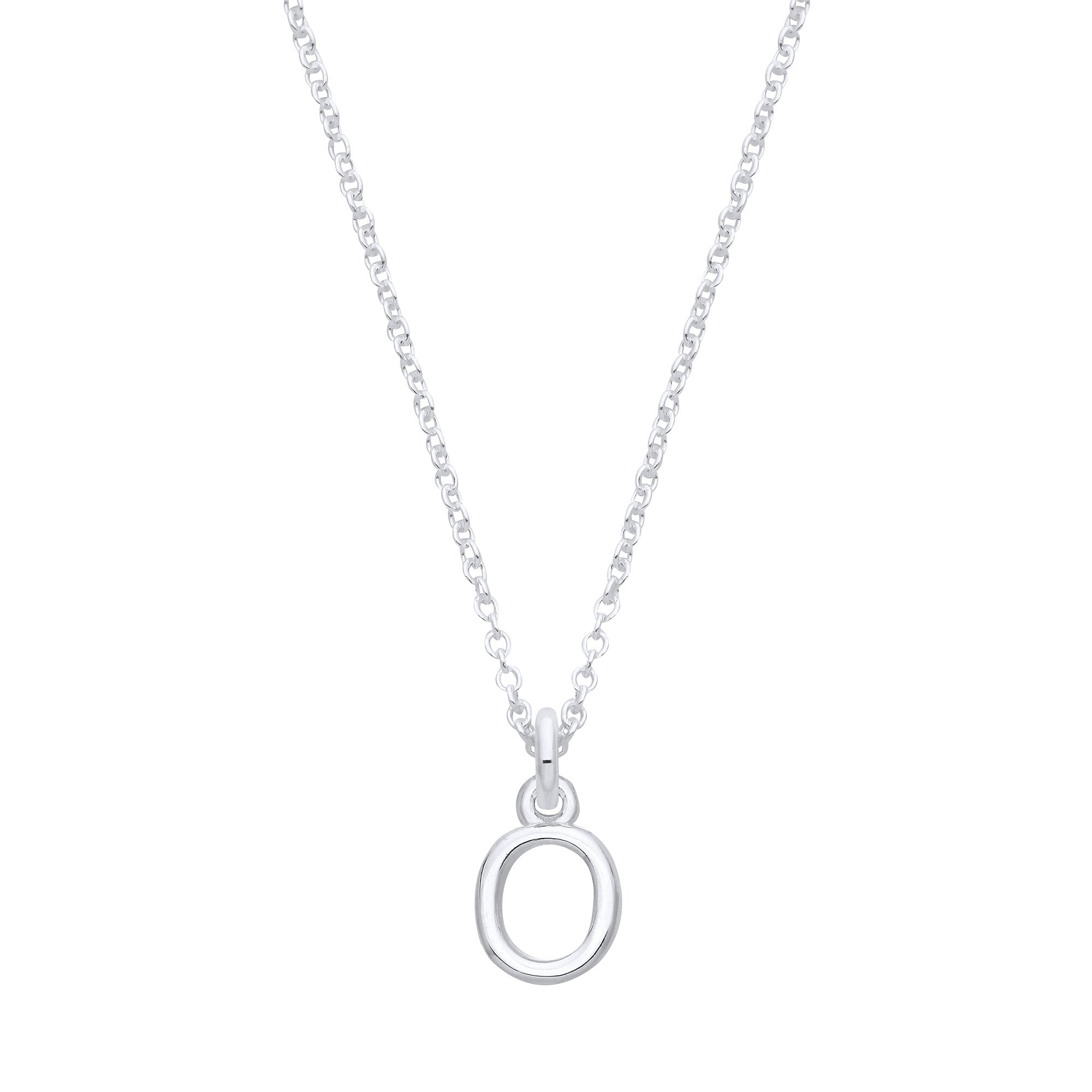 Sterling Silver Small Plain Initial 16" + 1" Necklace