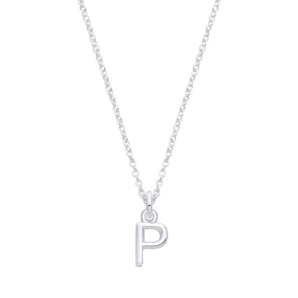 Sterling Silver Small Plain Initial 16" + 1" Necklace