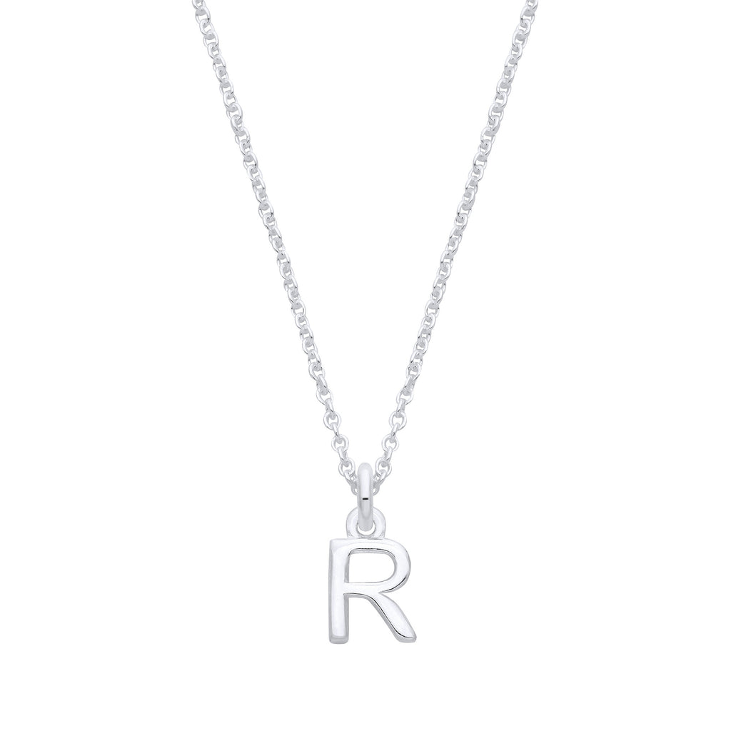 Sterling Silver Small Plain Initial 16" + 1" Necklace