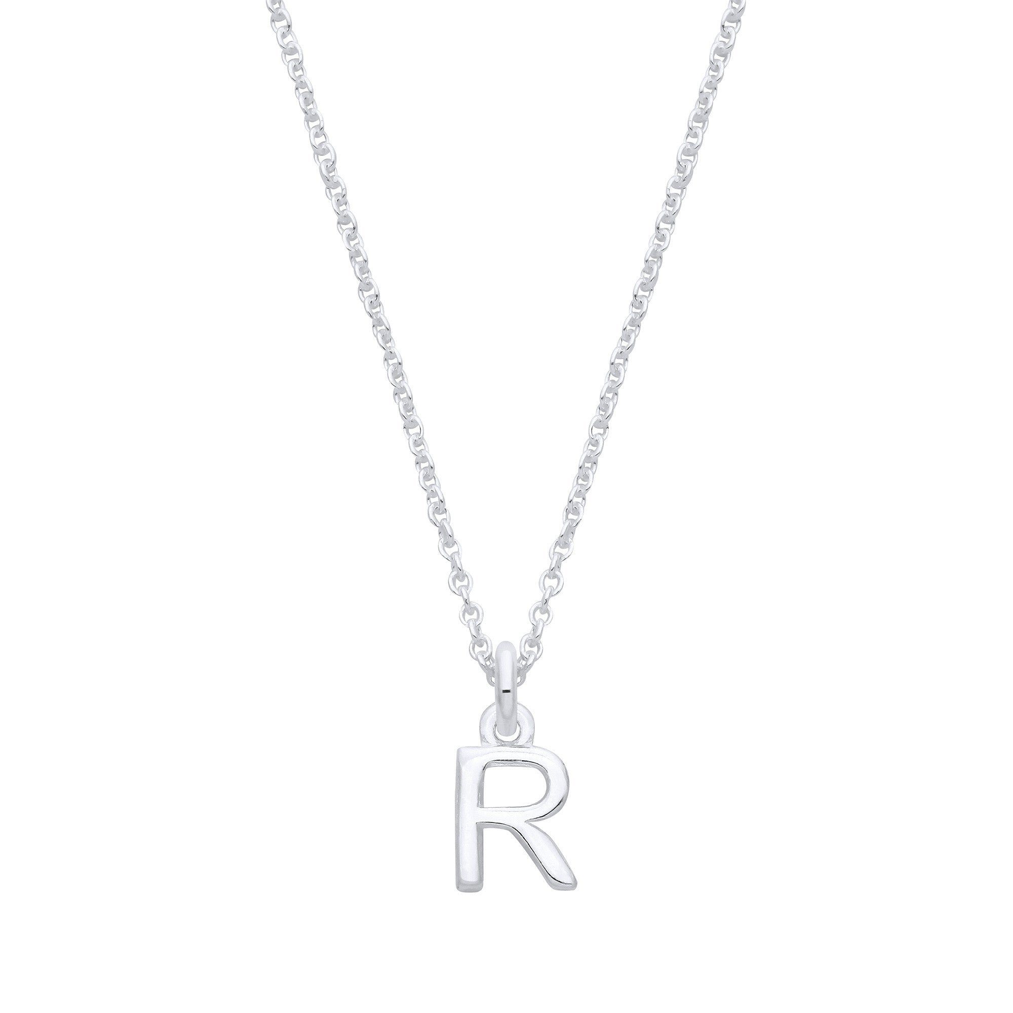 Sterling Silver Small Plain Initial 16" + 1" Necklace