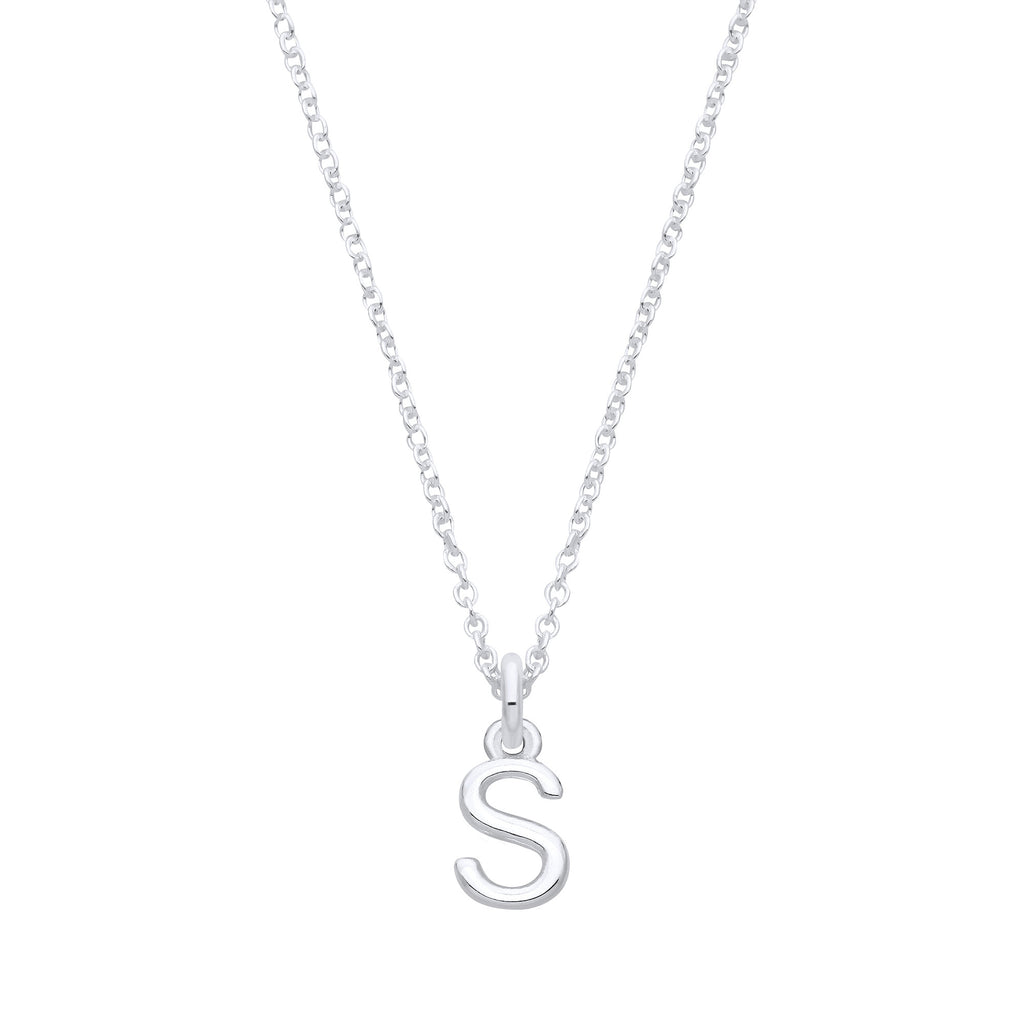 Sterling Silver Small Plain Initial 16" + 1" Necklace
