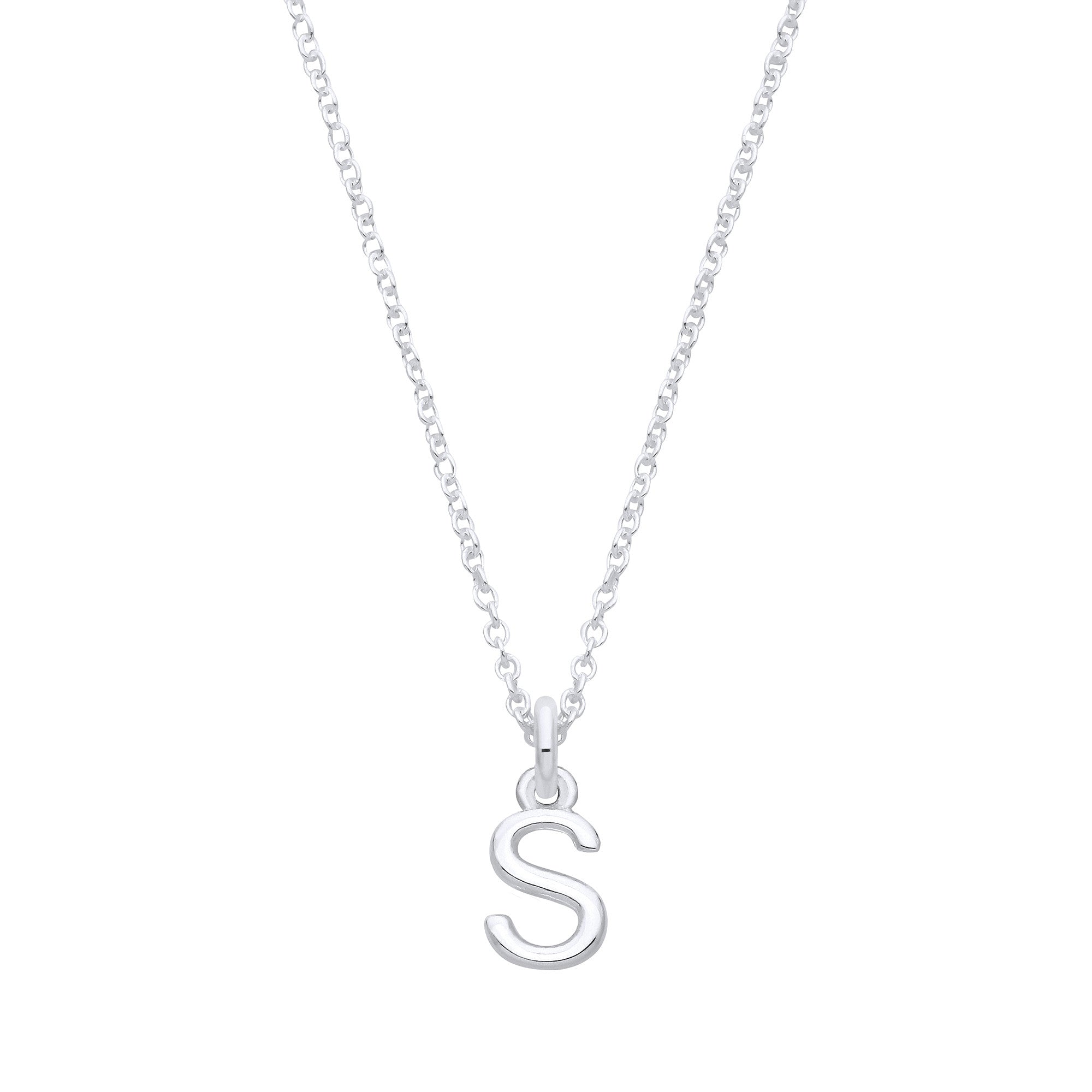 Sterling Silver Small Plain Initial 16" + 1" Necklace