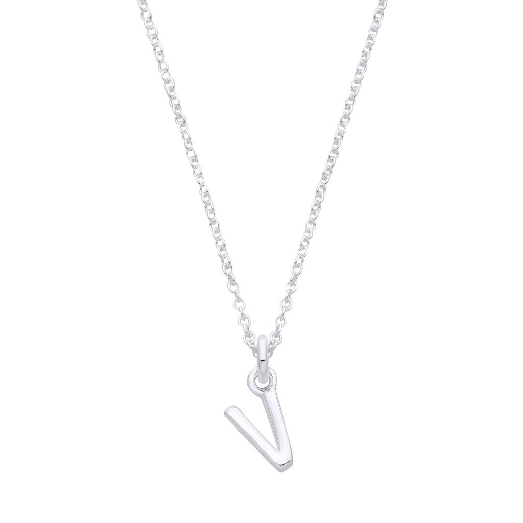 Sterling Silver Small Plain Initial 16" + 1" Necklace