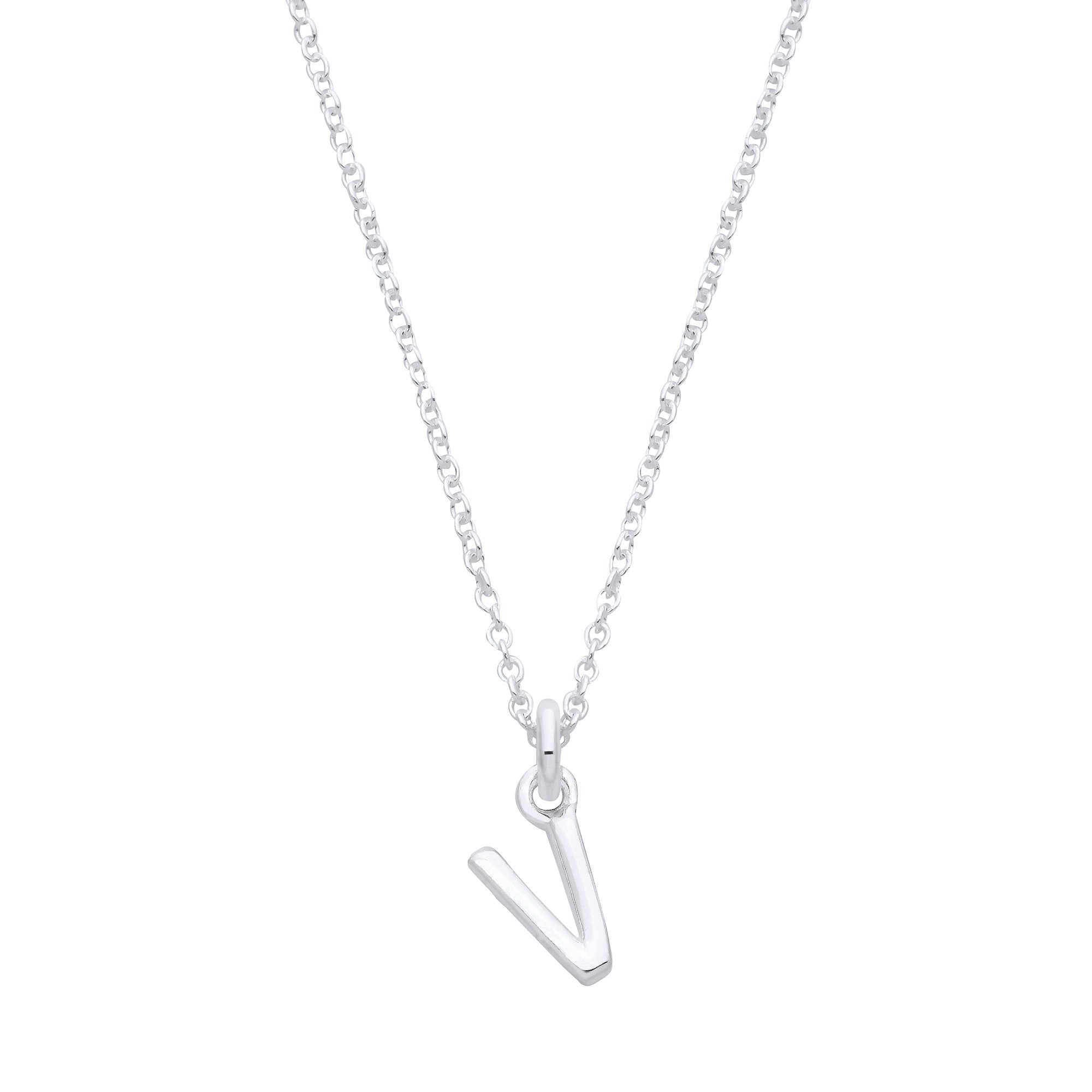 Sterling Silver Small Plain Initial 16" + 1" Necklace