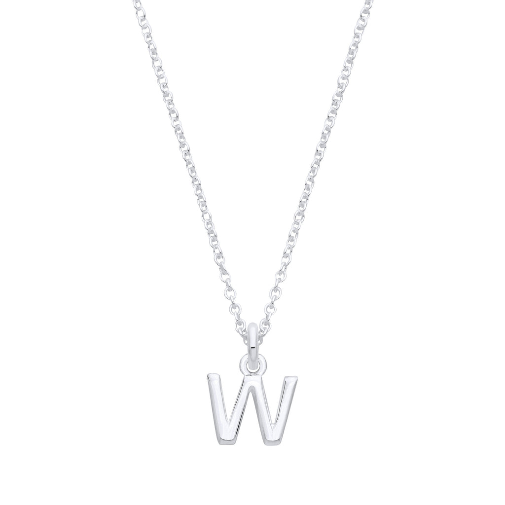 Sterling Silver Small Plain Initial 16" + 1" Necklace
