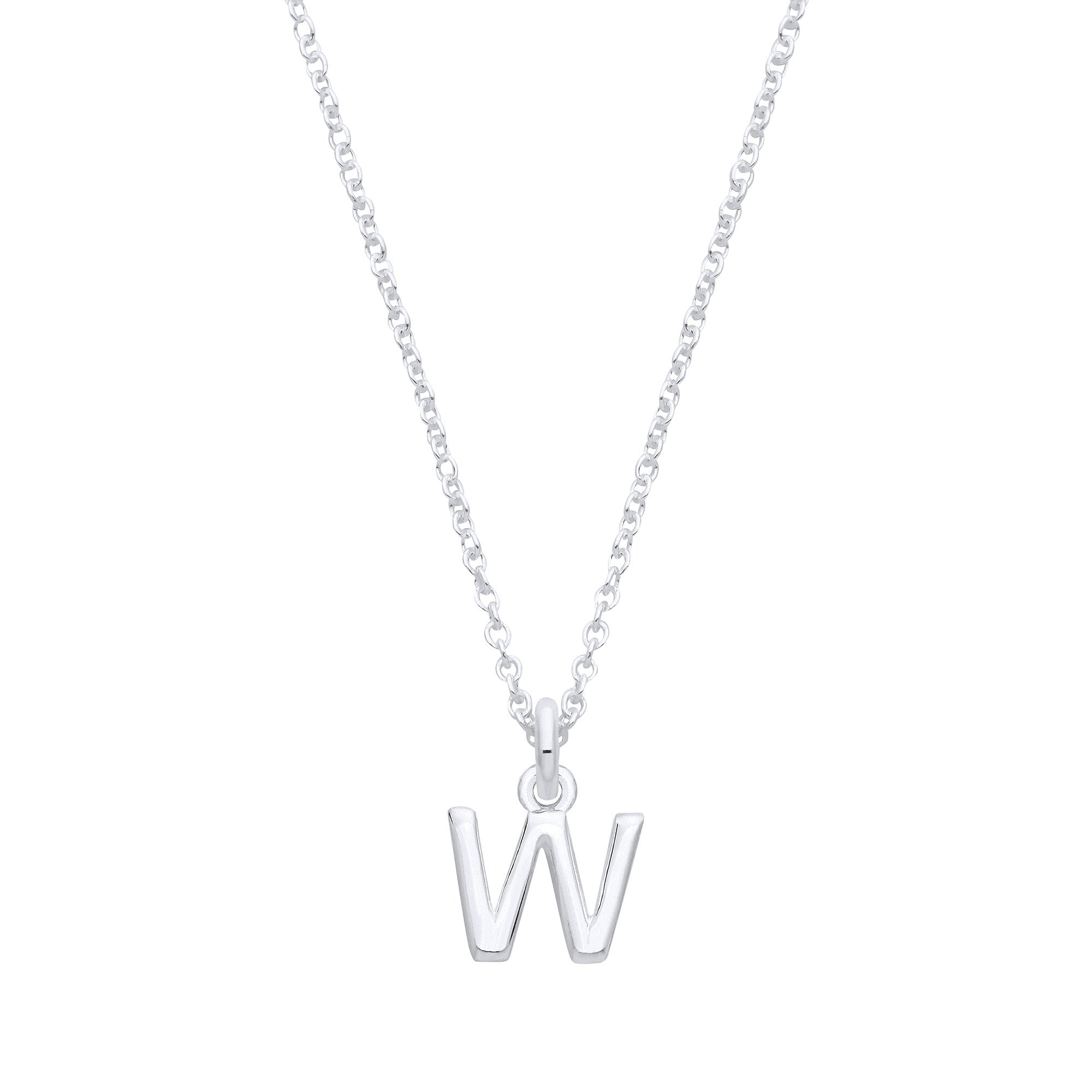 Sterling Silver Small Plain Initial 16" + 1" Necklace