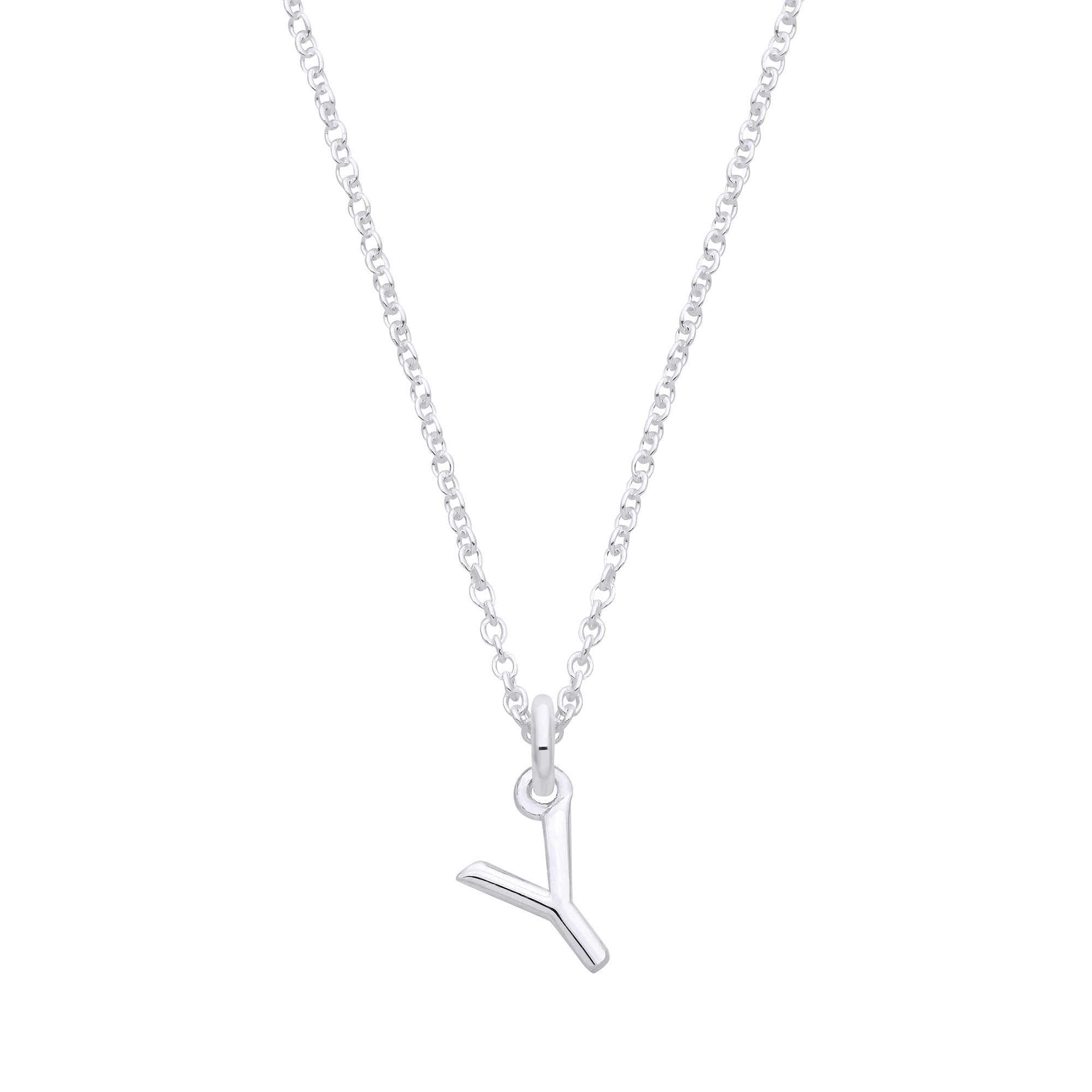 Sterling Silver Small Plain Initial 16" + 1" Necklace
