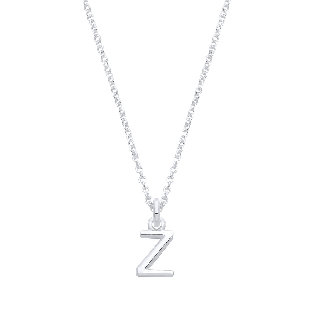Sterling Silver Small Plain Initial 16" + 1" Necklace