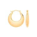 9ct Yellow Gold Curved Creole Hollow Hoop Earrings
