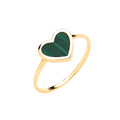9ct Yellow Gold Green Heart Ladies Ring