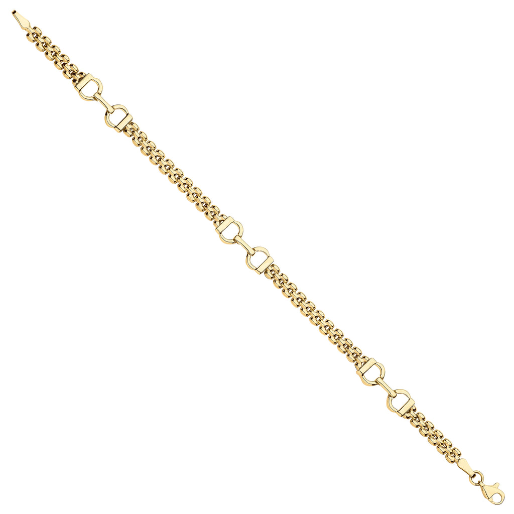 9ct Yellow Gold Panther 3 Row Fancy Ladies Bracelet