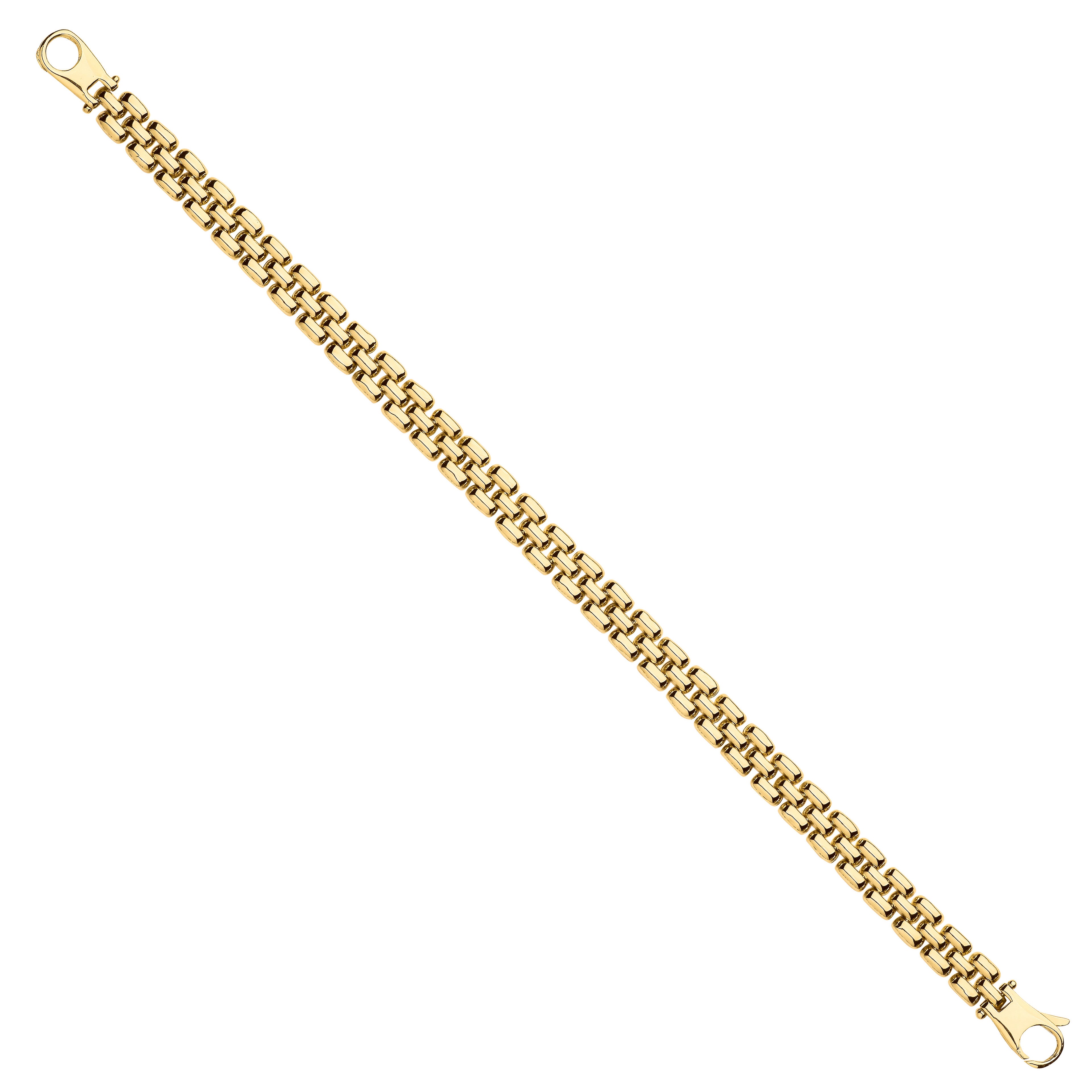 9ct Yellow Gold 6.4mm Panther Link Ladies Bracelet