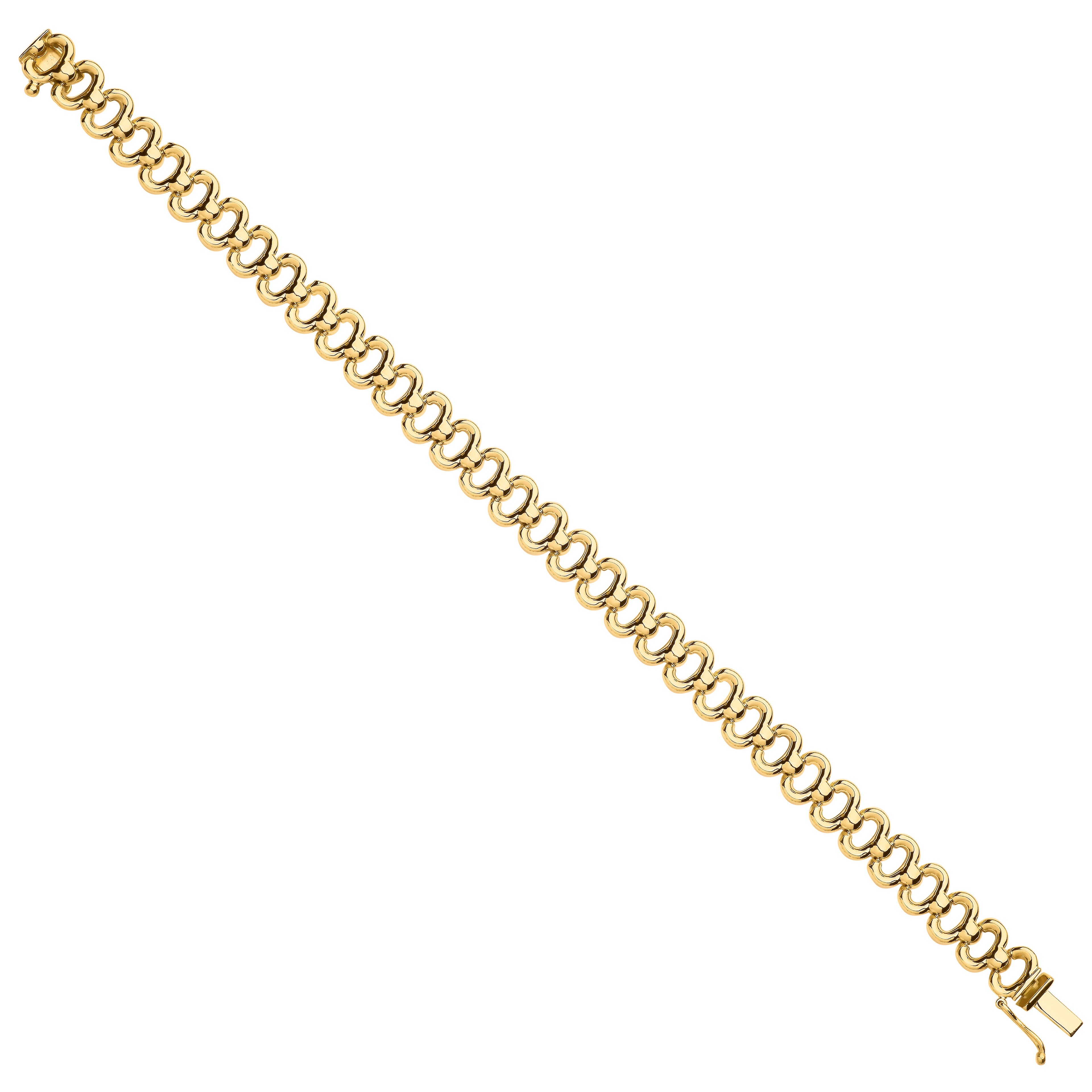 9ct Yellow Gold 8.0mm Fancy Link Ladies Bracelet