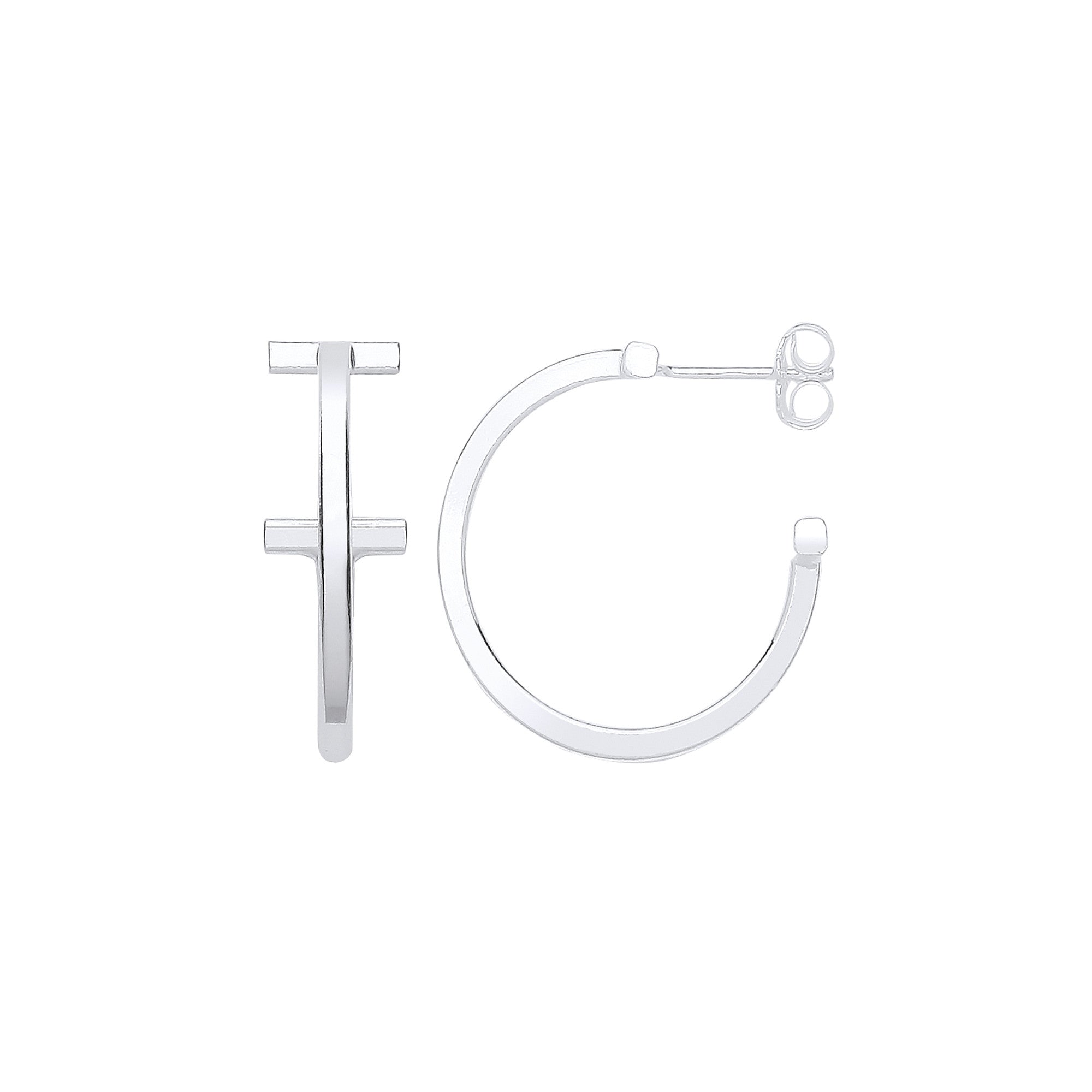 Sterling Silver T-Hoop 20mm Earrings