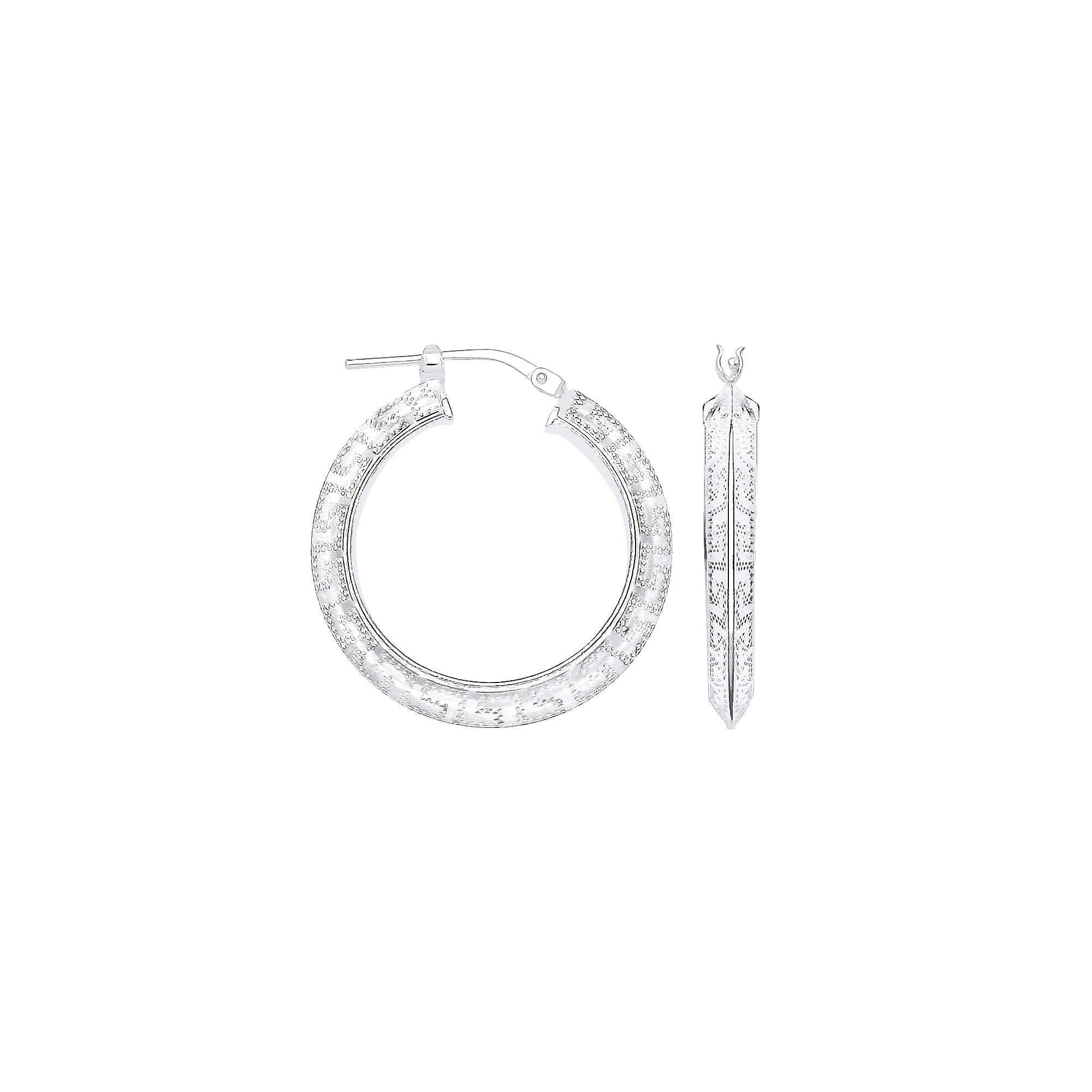 Sterling Silver Greek Key 20mm Hoop Earrings